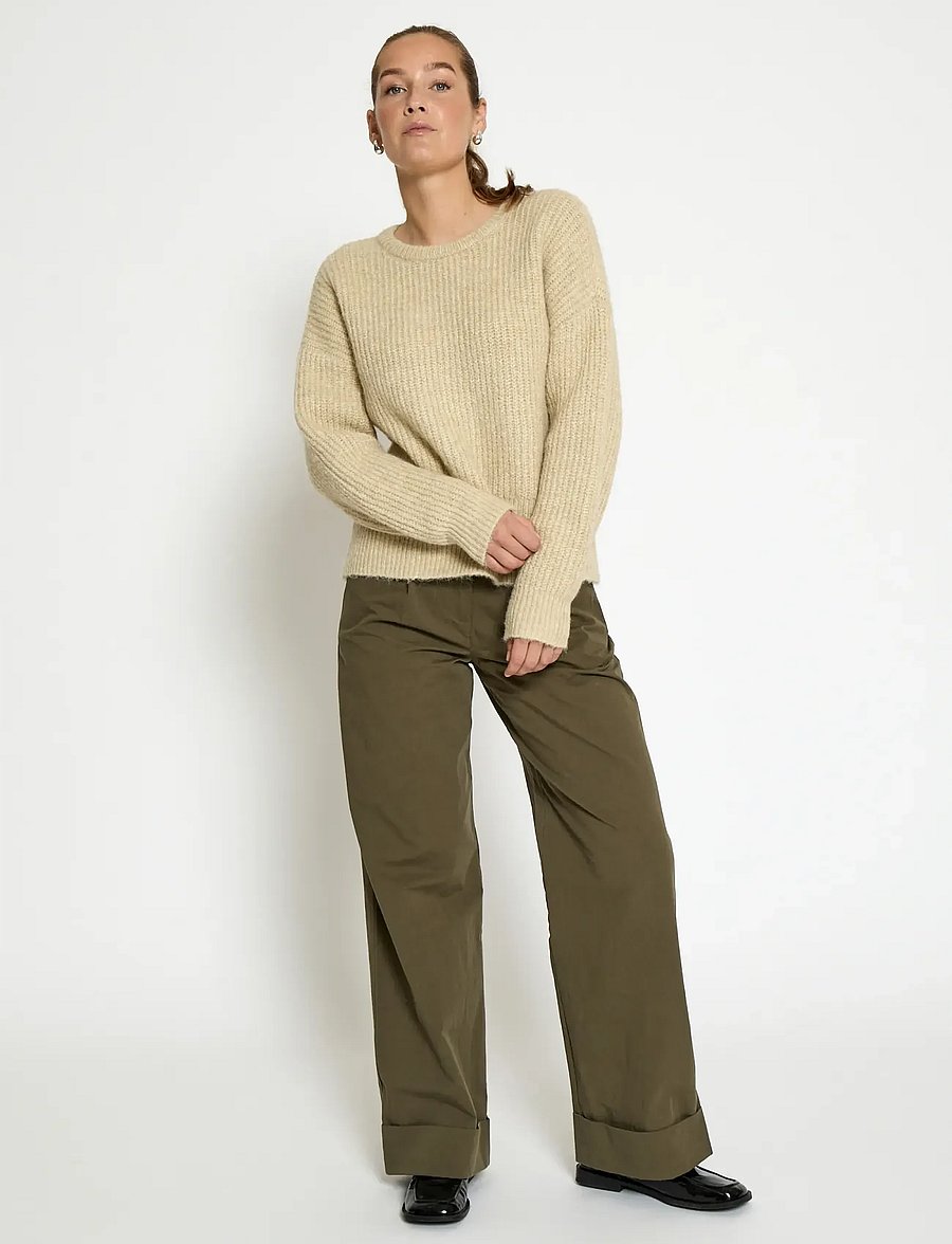 Peppercorn - PCJessa GRS RWS Knit Pullover - stickade tröjor - fog sand - 3