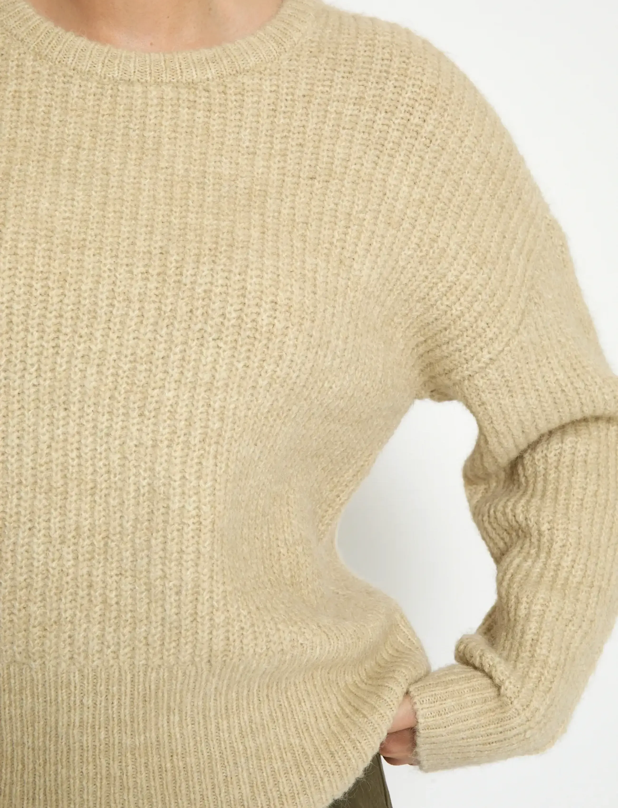 Peppercorn - PCJessa GRS RWS Knit Pullover - stickade tröjor - fog sand - 4