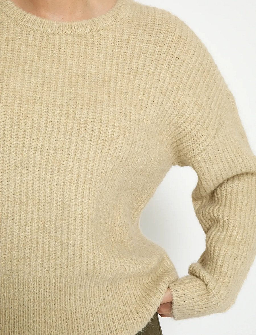 Peppercorn - PCJessa GRS RWS Knit Pullover - stickade tröjor - fog sand - 4