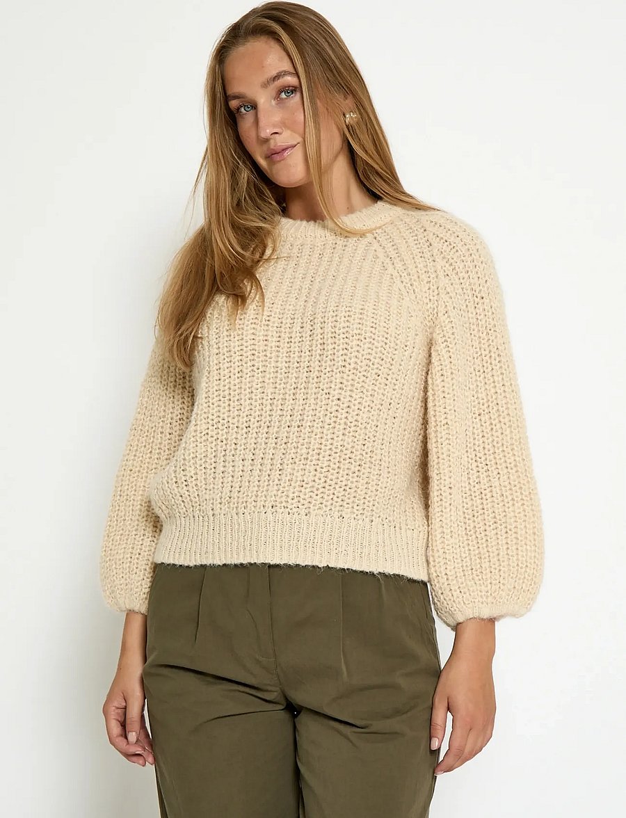 Peppercorn - PCJette GRS Knit Pullover - striktrøjer - fog sand - 0