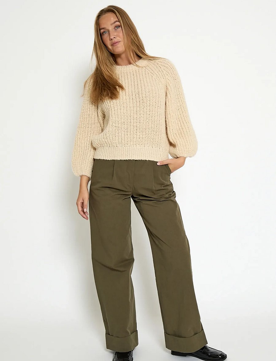 Peppercorn - PCJette GRS Knit Pullover - striktrøjer - fog sand - 3