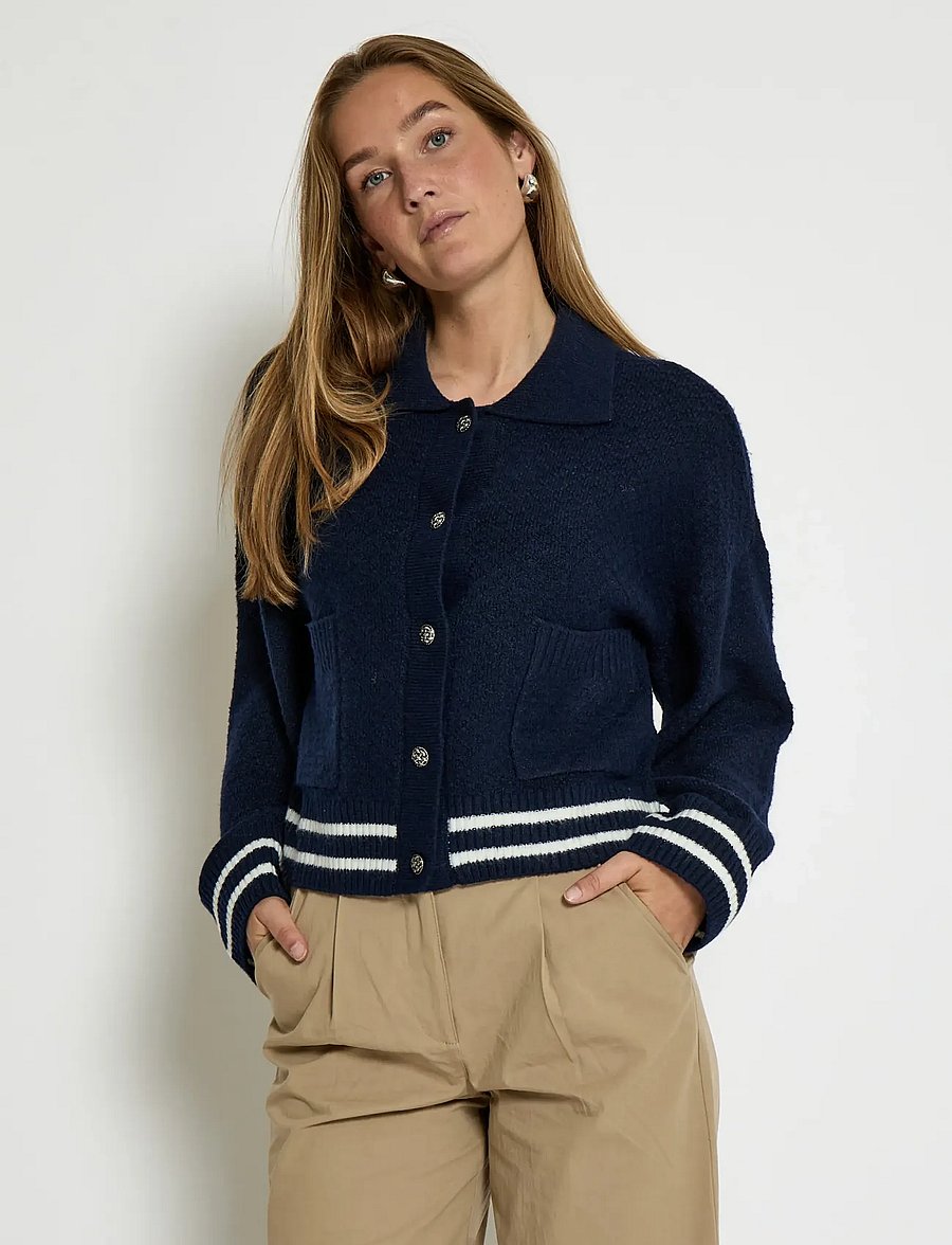 Peppercorn - PCKamilla GRS Knit Jacket - koftor - black iris - 0