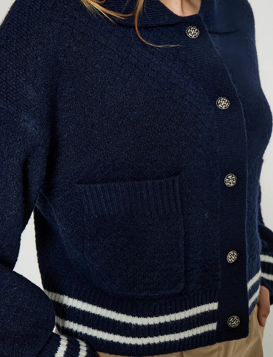 Peppercorn - PCKamilla GRS Knit Jacket - koftor - black iris - 4