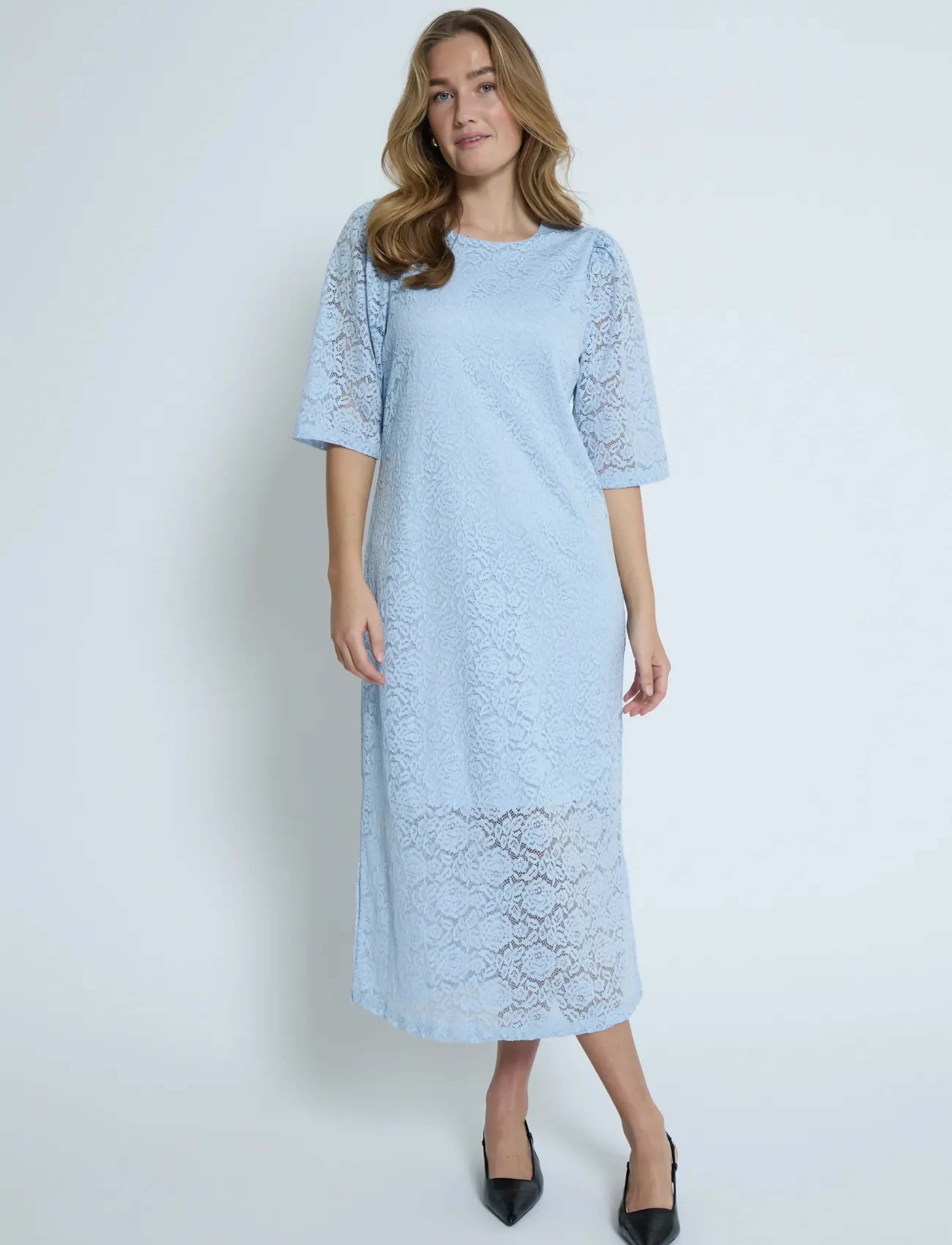 Peppercorn - PCKaroline Lace Dress - faded denim - 3