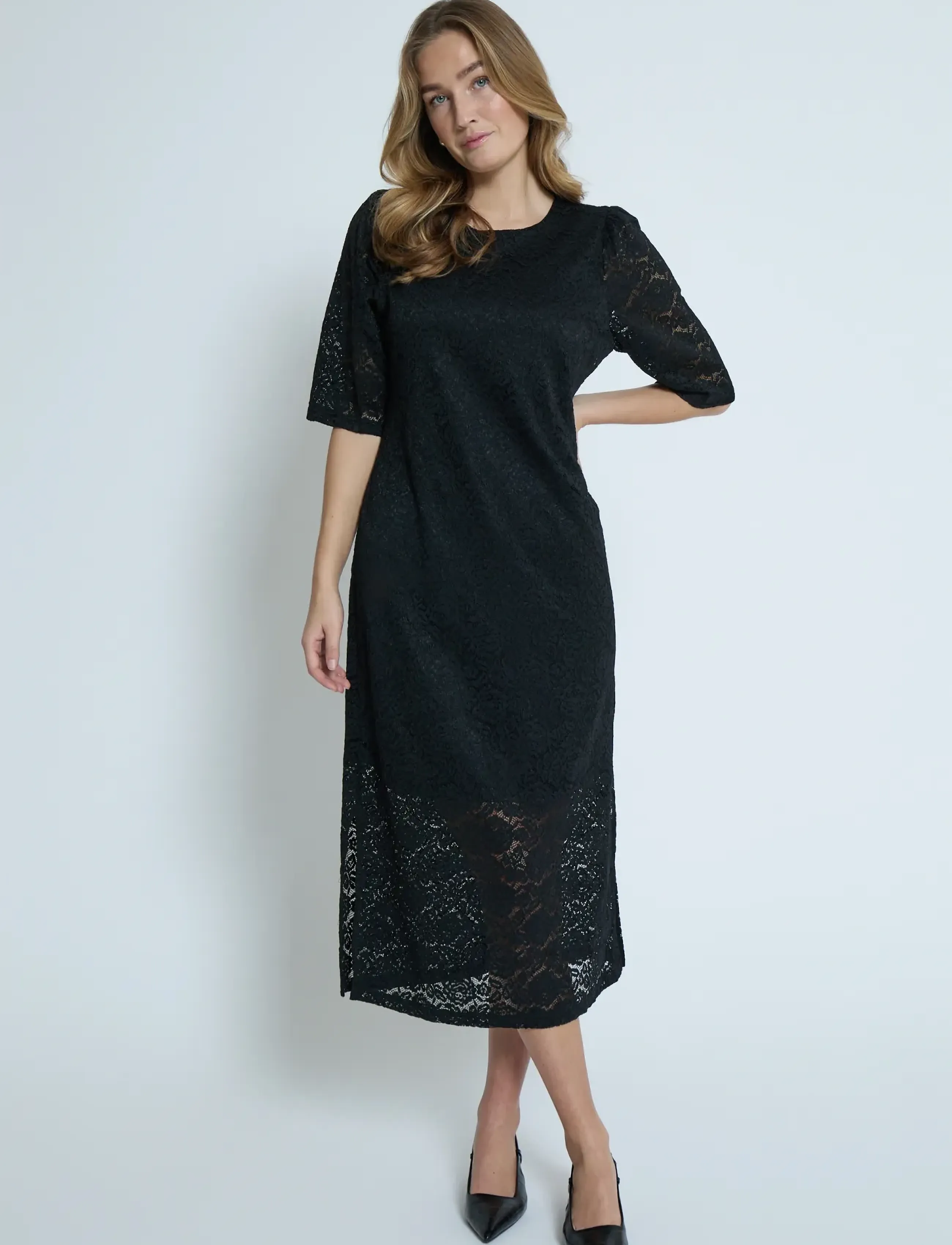 Peppercorn - PCKaroline Lace Dress - spetsklänningar - sort - 0