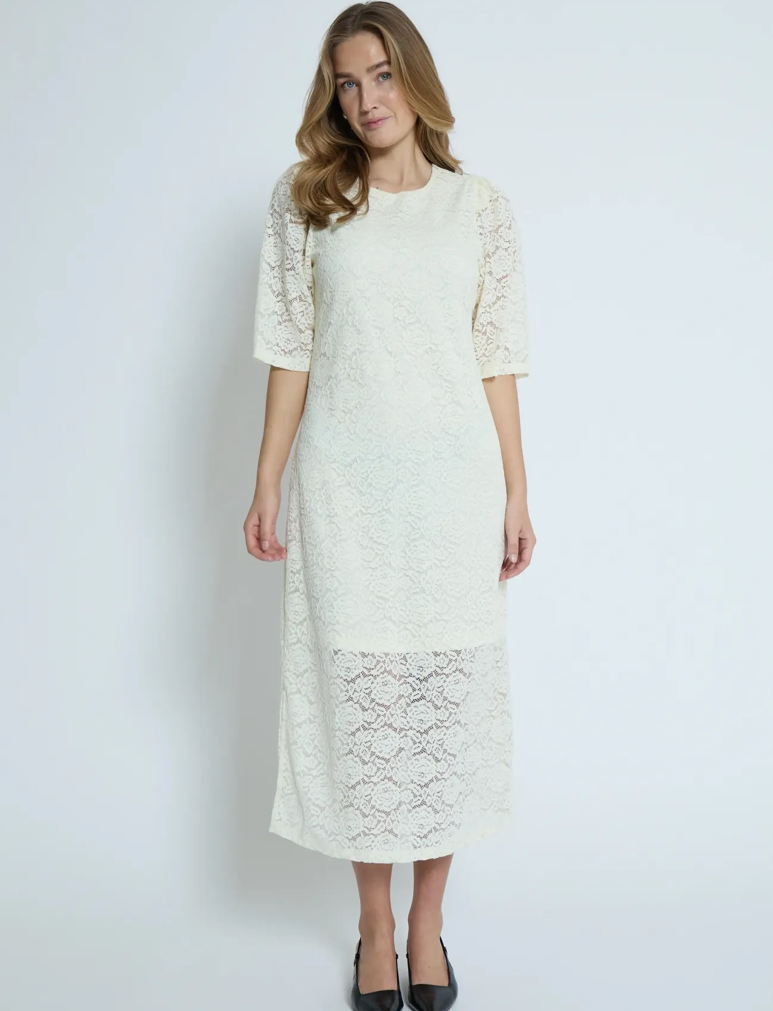 Peppercorn - PCKaroline Lace Dress - spetsklänningar - white peony - 4