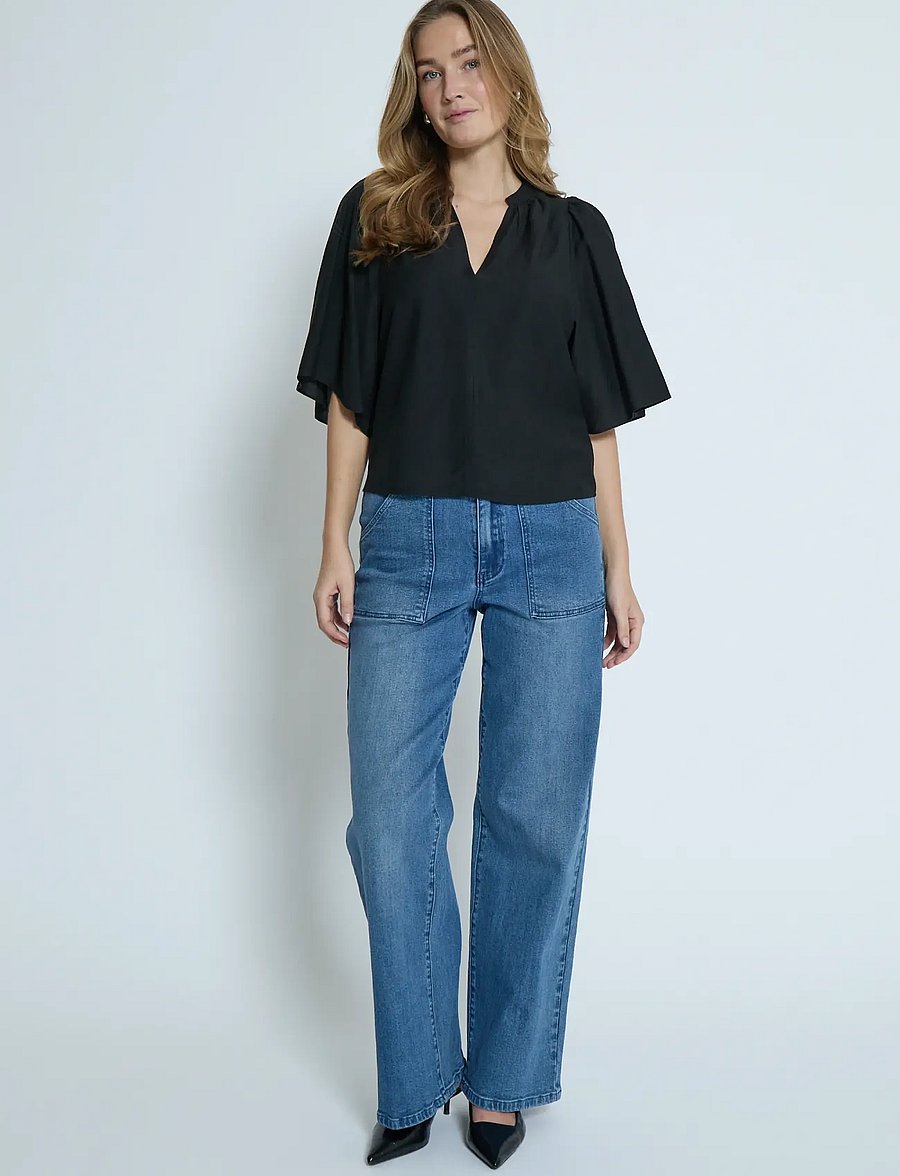 Peppercorn - PCGeorgia Top - kurzärmelige blusen - sort - 3