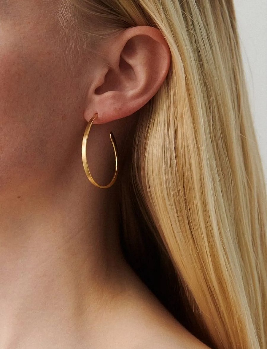 Pernille Corydon - Oval Creoles size 35 mm - gold plated - 0