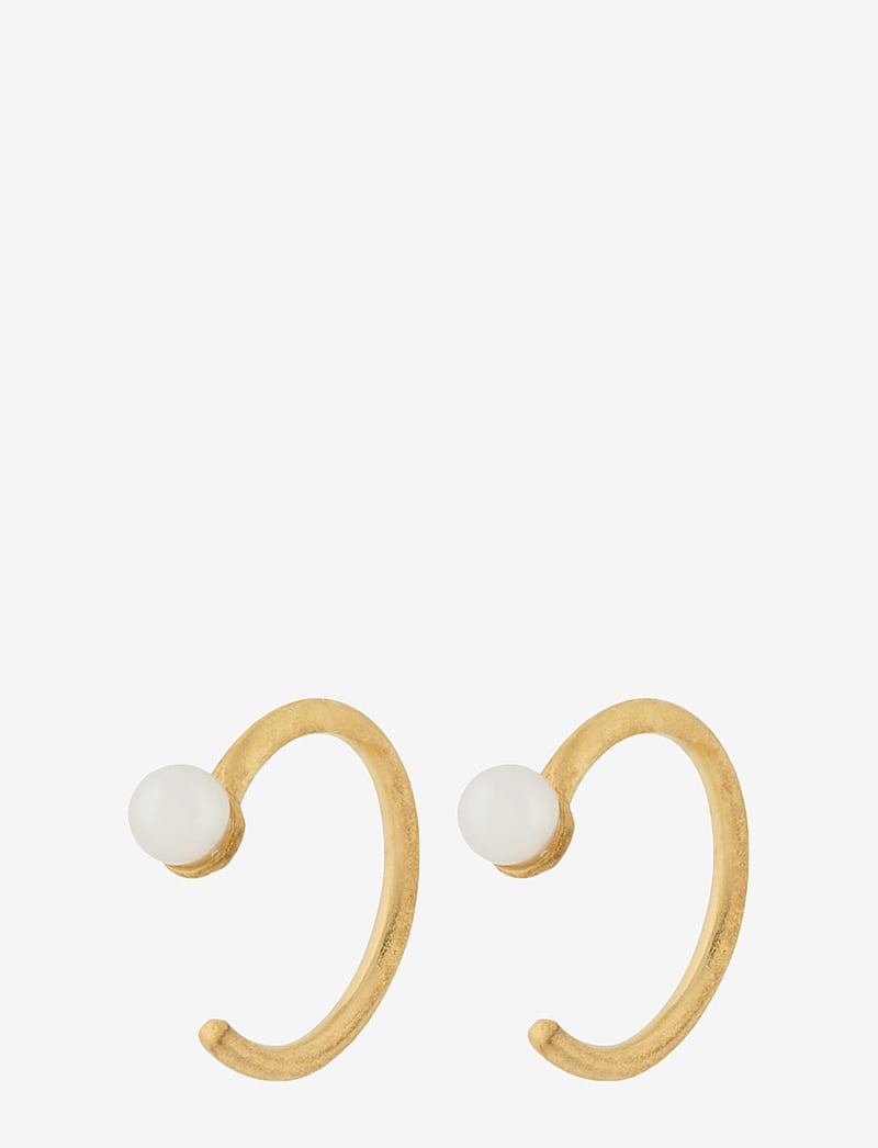 Pernille Corydon - Lagoon Creoles Fresh water pearl - pearl earrings - gold plated - 1