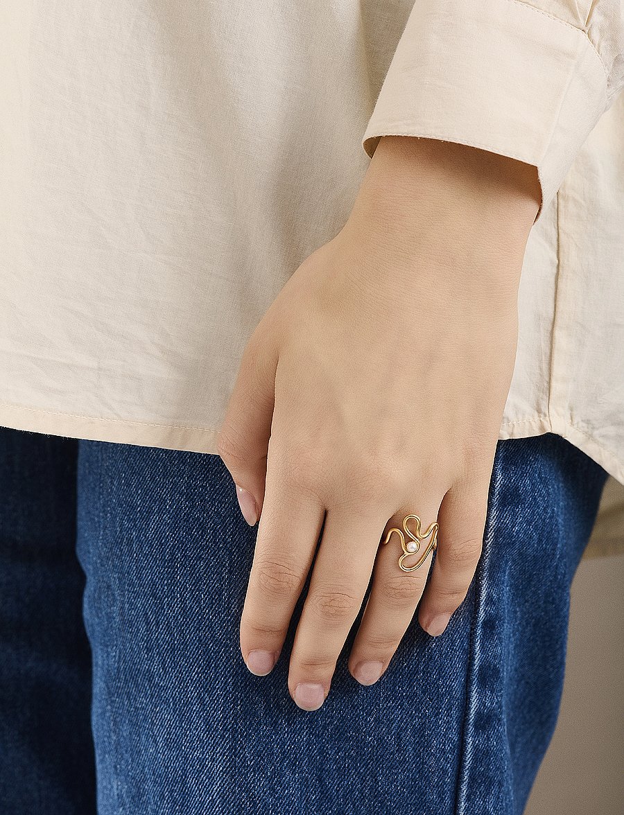 Pernille Corydon - Bay Pearl Ring - Fresh water pearl - gold plated - 0