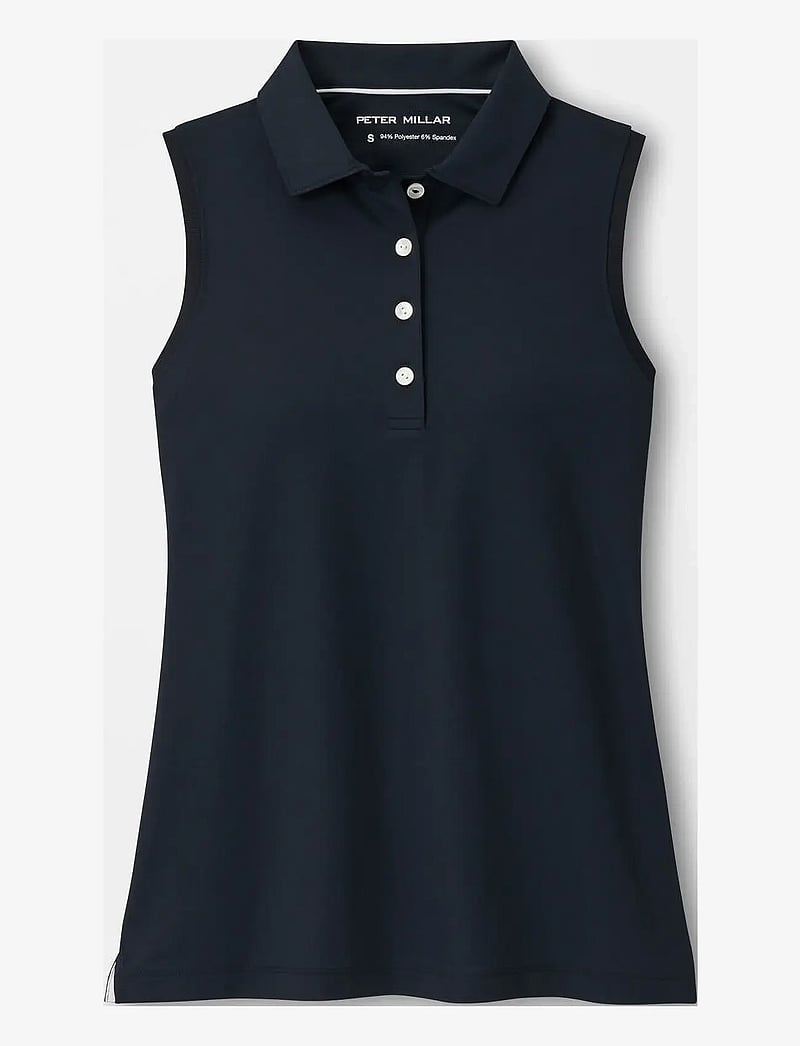 Peter Millar - BANDED SPORT MESH SLEEVELESS BUTTON POLO - oberteile & t-shirts - black - 1