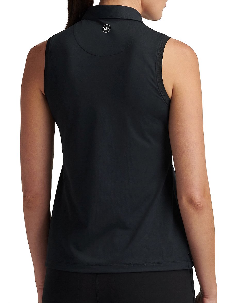 Peter Millar - BANDED SPORT MESH SLEEVELESS BUTTON POLO - tops & t-shirts - black - 4