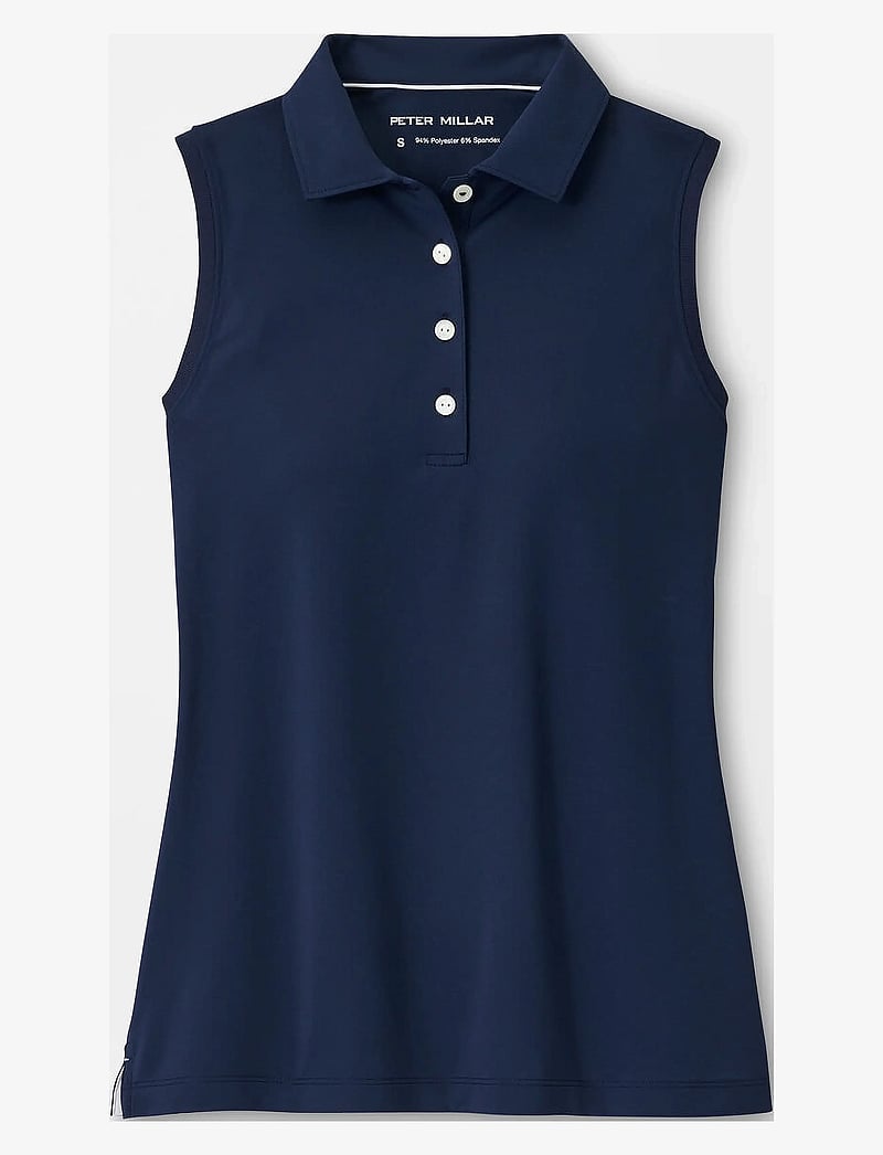 Peter Millar - BANDED SPORT MESH SLEEVELESS BUTTON POLO - oberteile & t-shirts - navy - 1