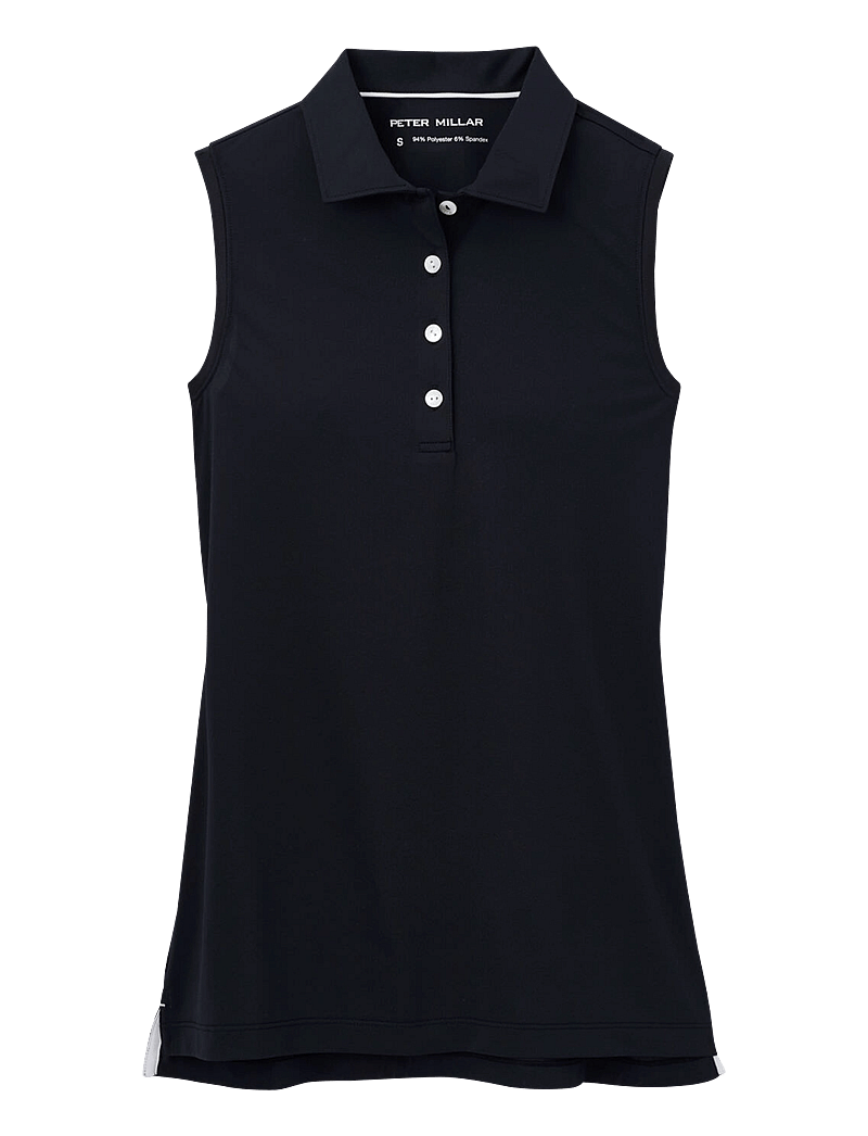 Peter Millar - BANDED SPORT MESH SLEEVELESS BUTTON POLO - oberteile & t-shirts - blk - 1