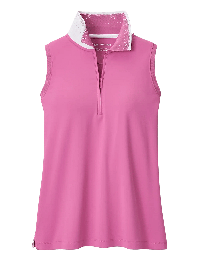 Peter Millar - CHRISSIE SLEEVELESS ZIP POLO - toppe & t-shirts - peony/white - 1