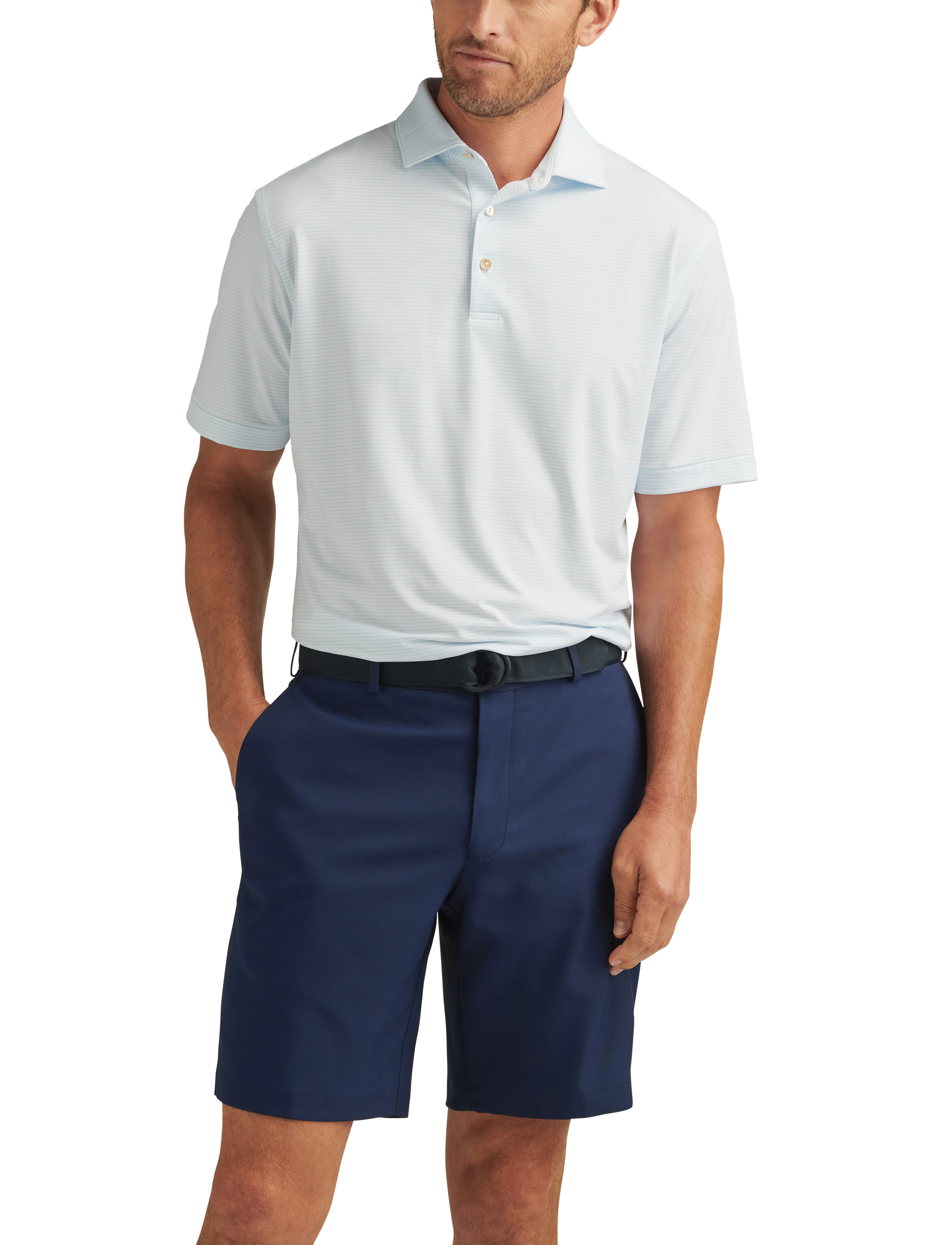 Peter Millar Salem High Drape Perf Short, 38 Regular, Navy, Sport Shorts > Sport Golf Shorts, Herre