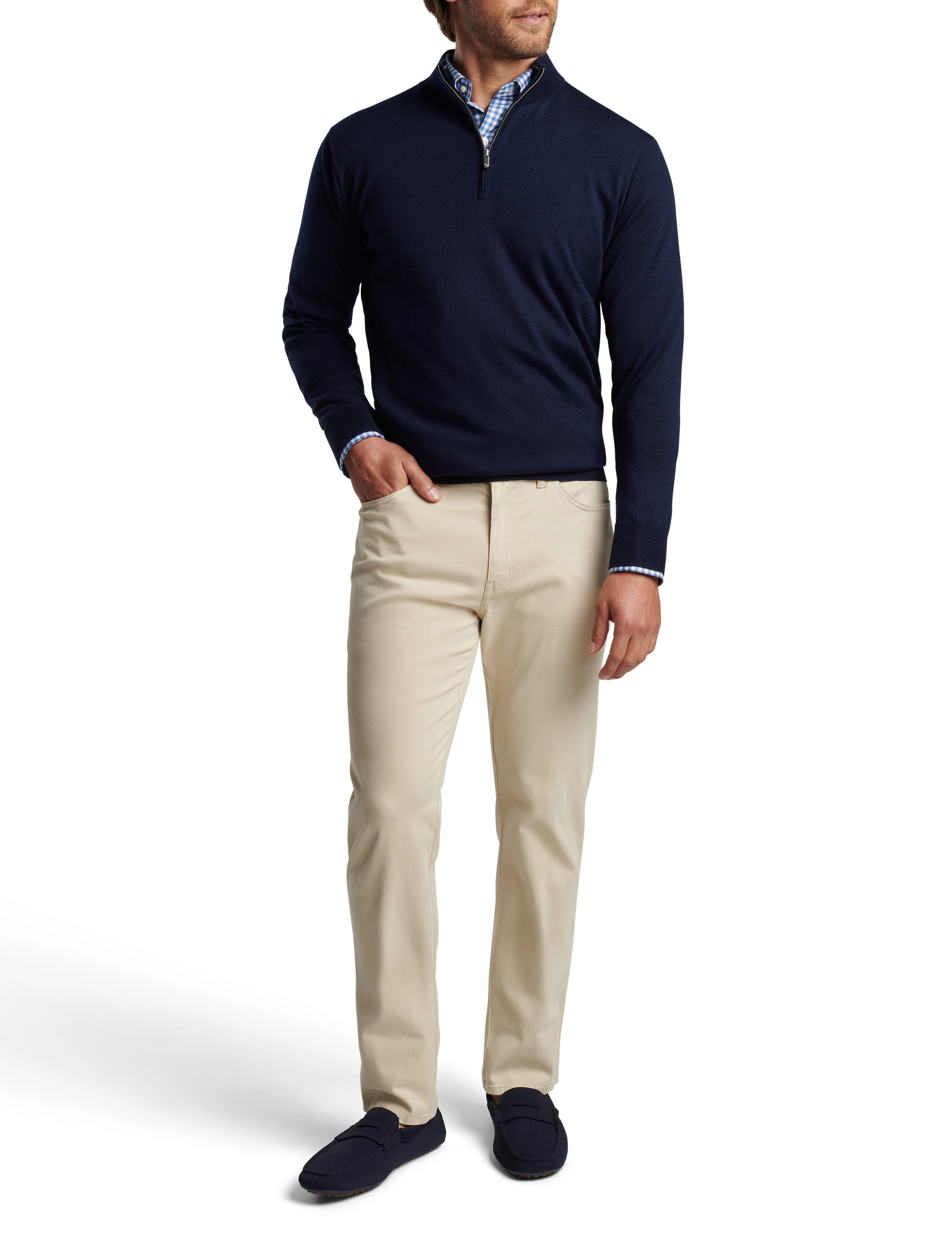 Peter Millar Autumn Crest Quarter-Zip, Mænd, Kvart Lynlås Sweater, Navy, Str: XXL