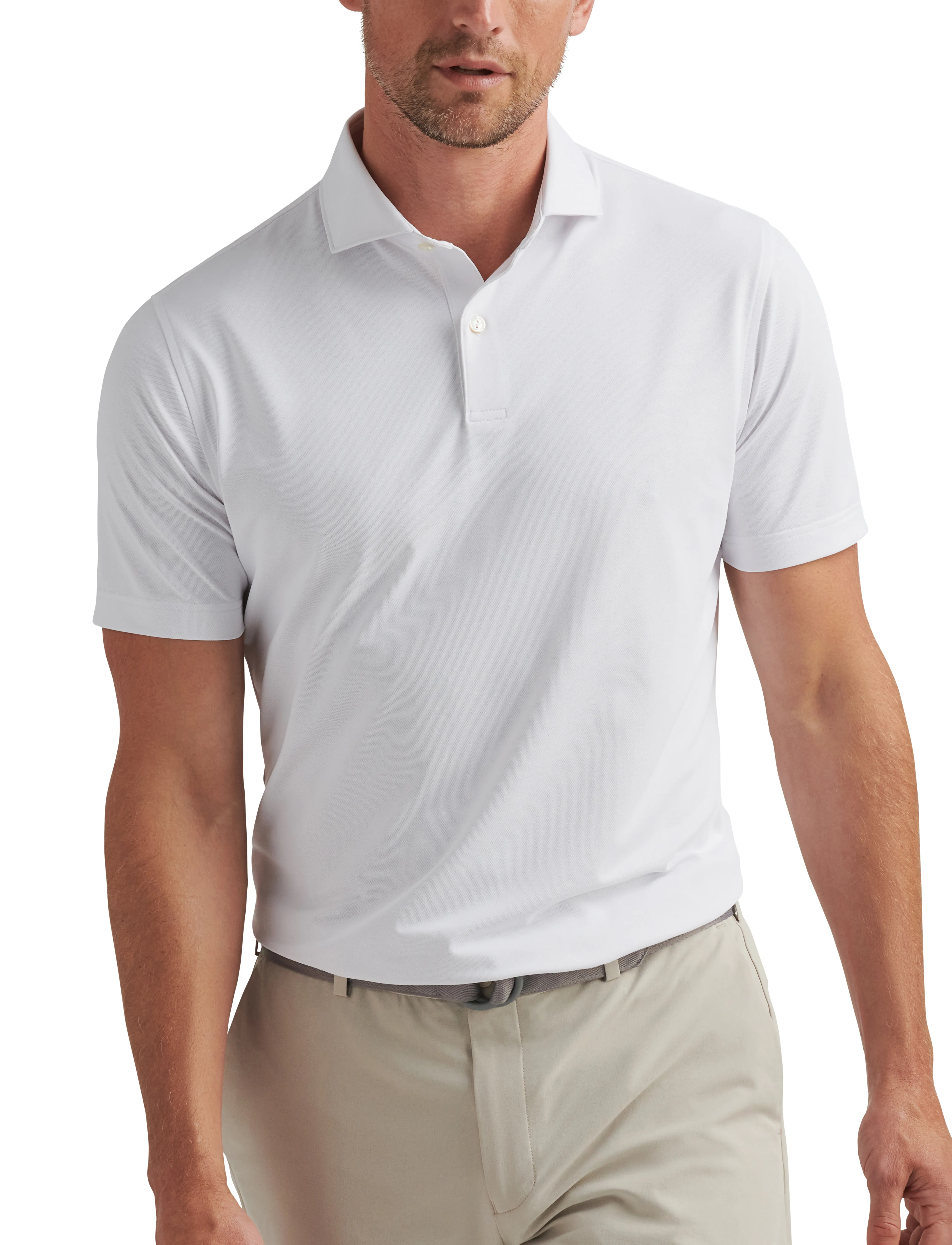 Peter Millar Soul Performance Mesh Polo Edwin Spread Collar, Mænd, Performance Poloshirt, Hvid, Str: S
