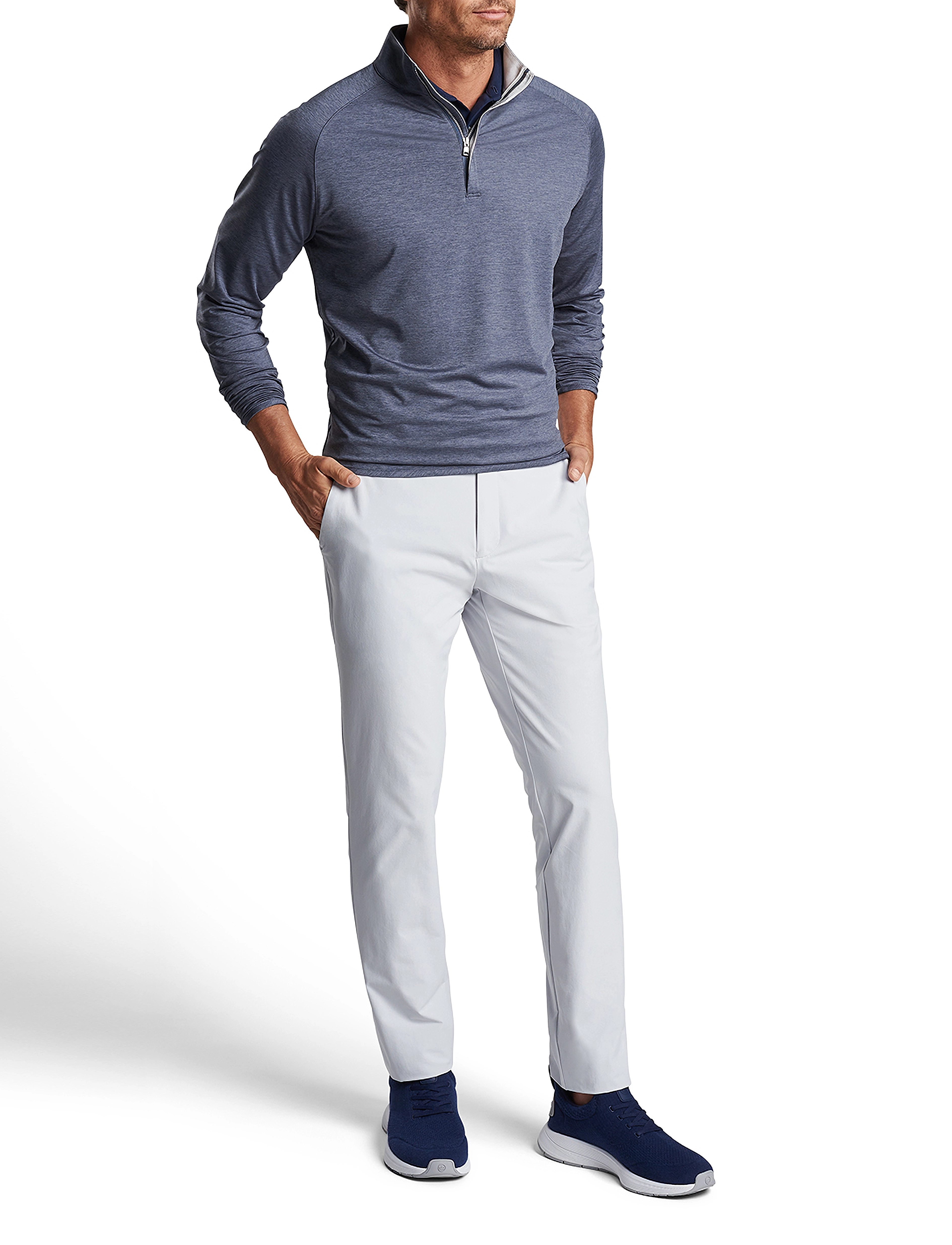Peter Millar Stealth Performance Quarter-Zp, XL, White, Sweatshirts & Hættetrøjer > Sweatshirts, Herre