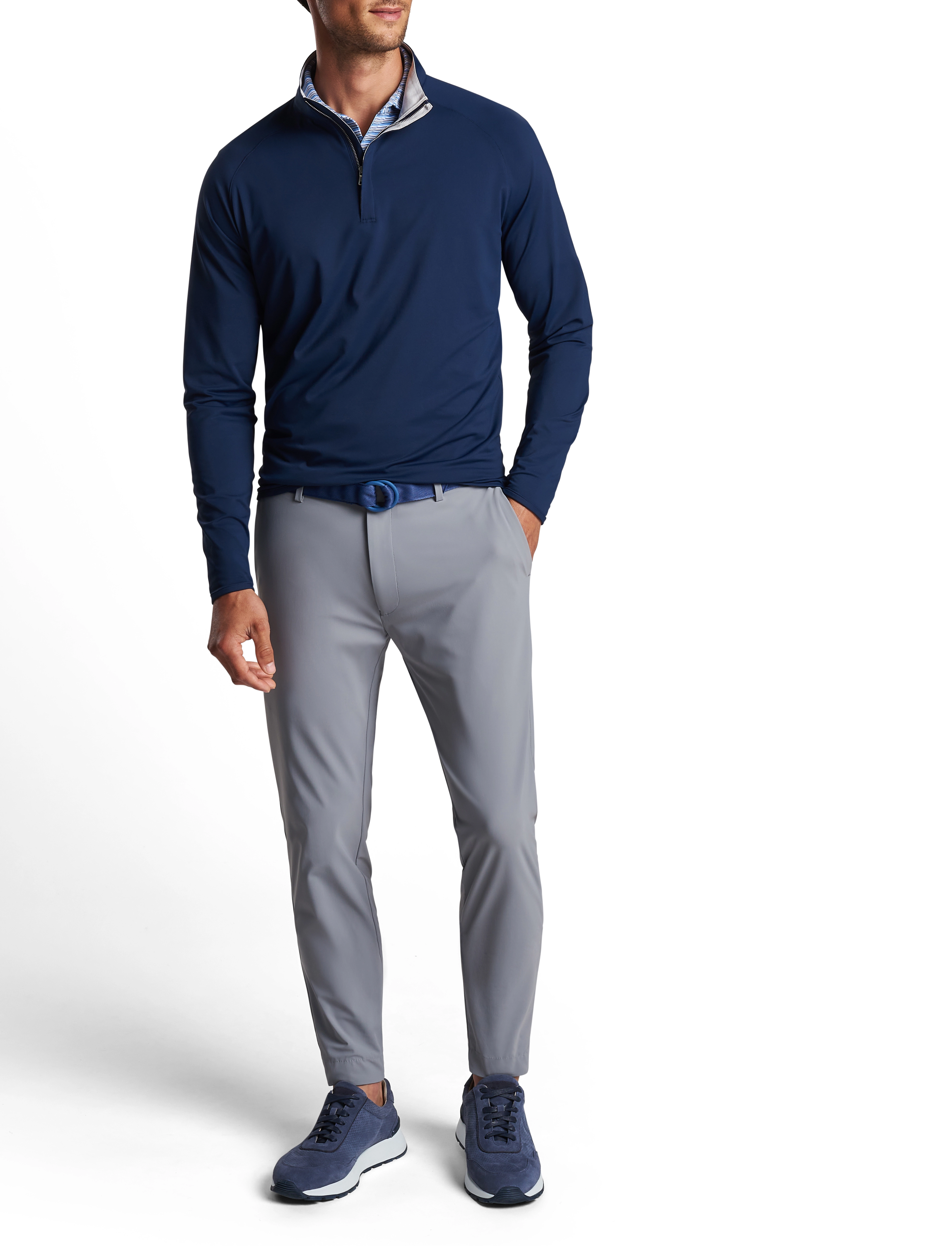 Peter Millar Stealth Performance Quarter-Zp, Mænd, Performance Kvart Lynlås Pullover, Navy, Str: XXL