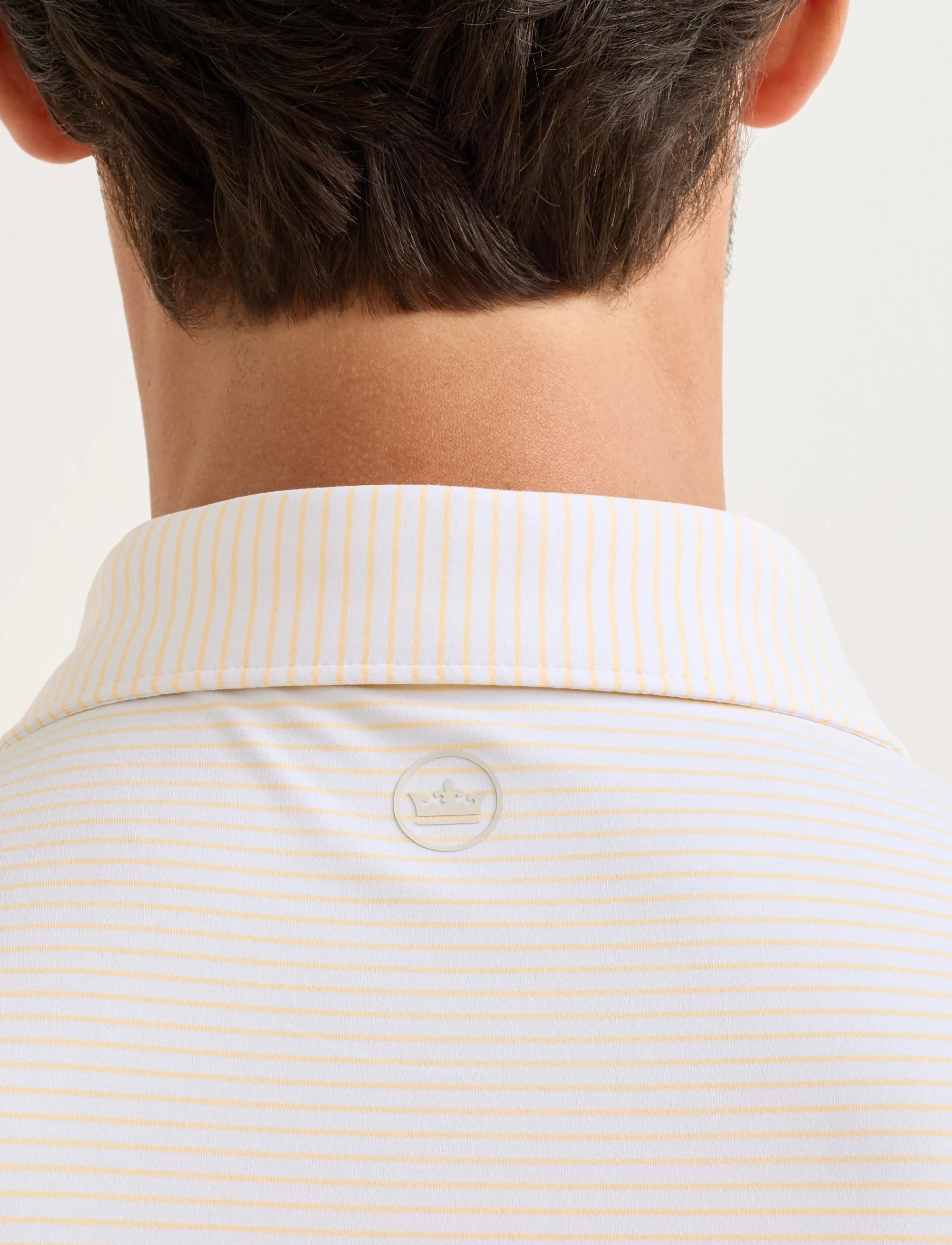 Peter Millar - BALLAD PERFORMANCE JERSEY POLO - EDWIN SPREAD COLL - polos - white / light orange sorbet - 3