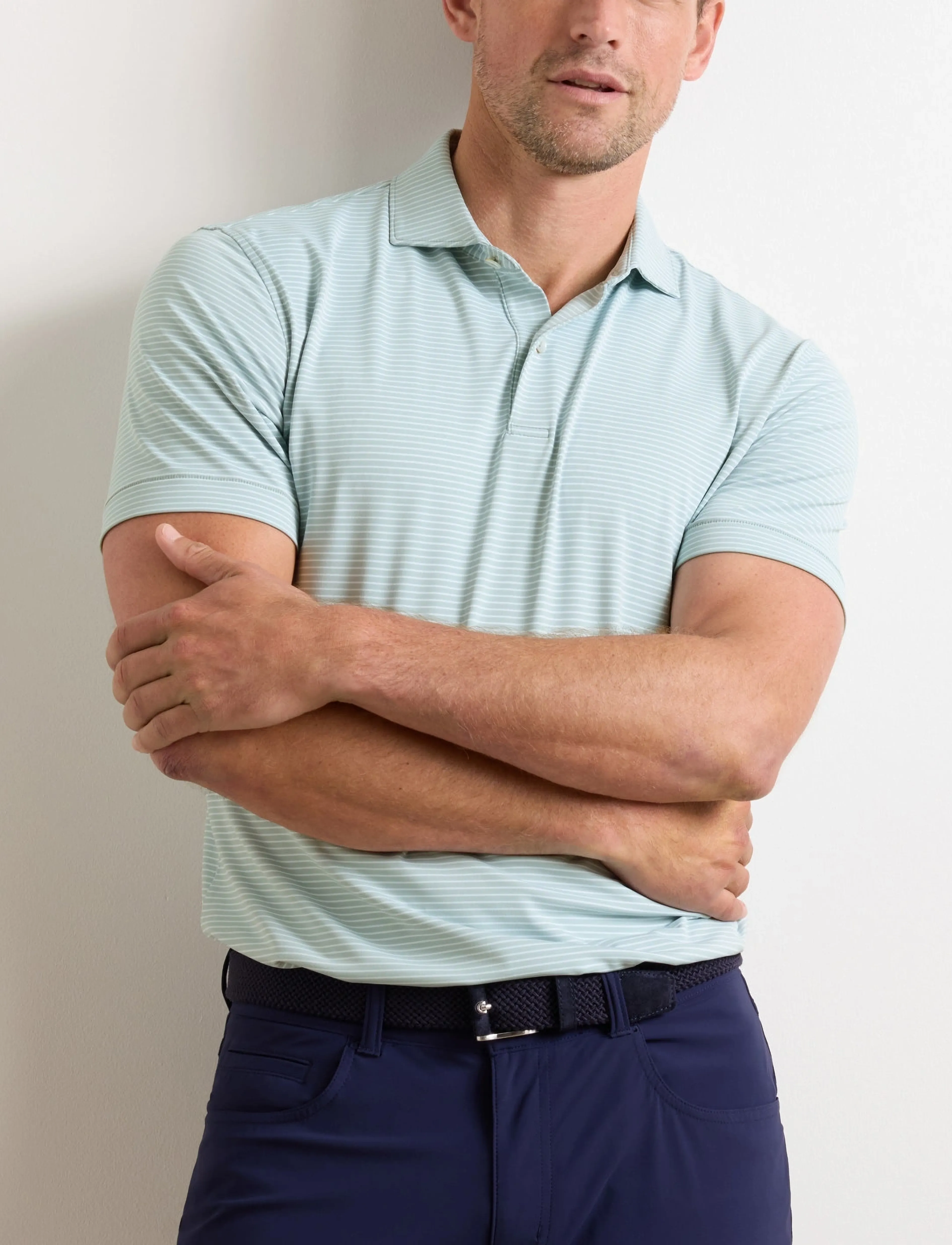 Peter Millar - BALLAD PERFORMANCE JERSEY POLO - EDWIN SPREAD COLL - polos - light willow - 1