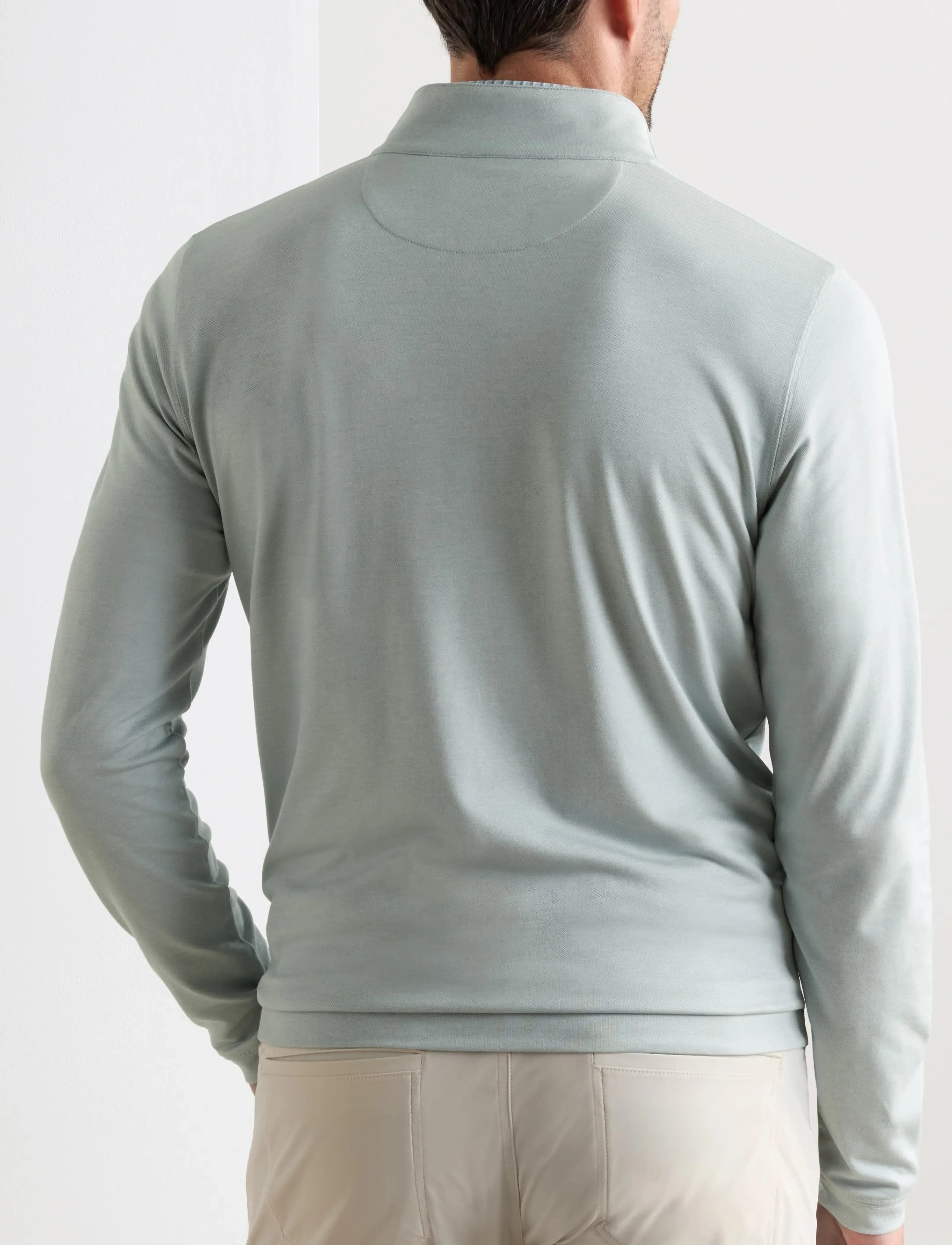 Peter Millar - ALBATROSS COTTON-BLEND PIQUE QUARTER-ZIP - fleece & midlayer - light willow - 2