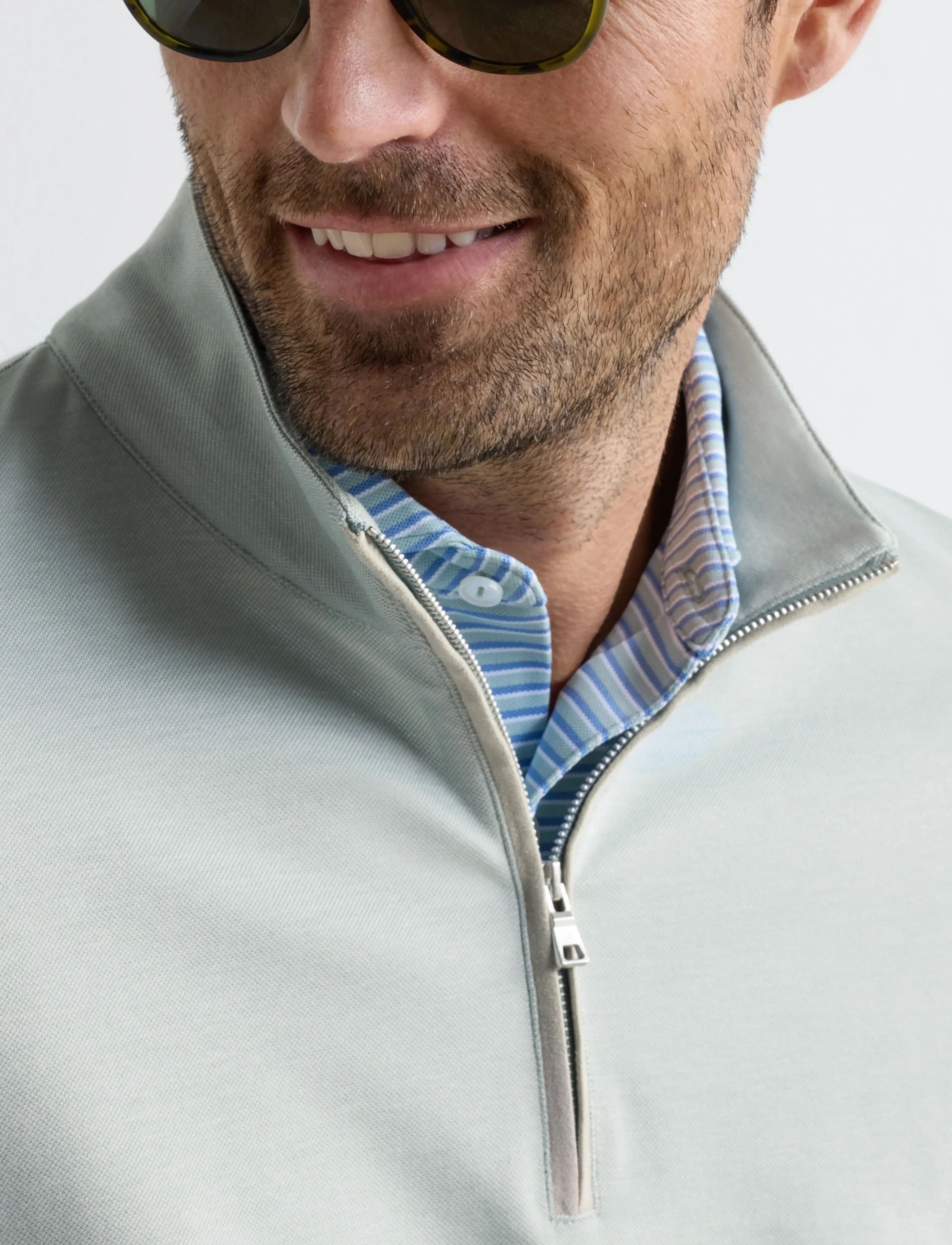 Peter Millar - ALBATROSS COTTON-BLEND PIQUE QUARTER-ZIP - fleece & midlayer - light willow - 3