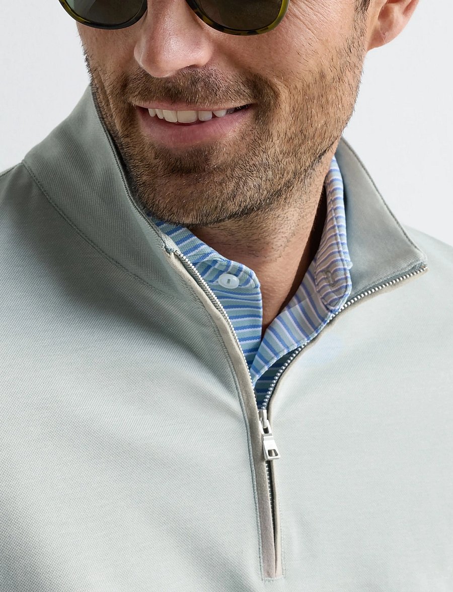 Peter Millar - ALBATROSS COTTON-BLEND PIQUE QUARTER-ZIP - kampsunid ja vahekihid - light willow - 3