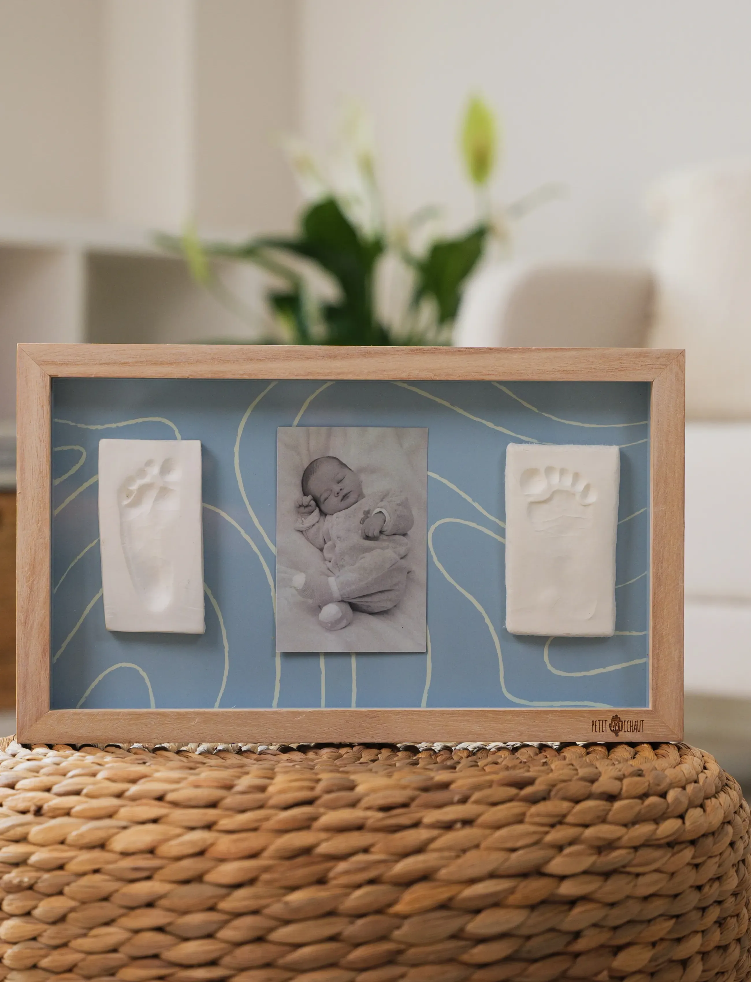 Petit Artichaut 2 Prints Frame Blue Abstract, Baby Minderamme, Blå, Str: ONE SIZE