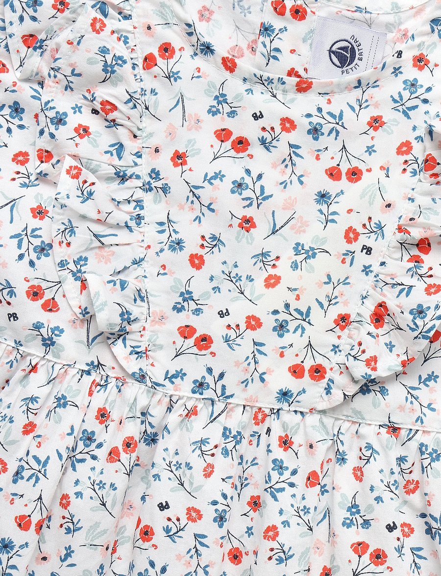 Petit Bateau - ROBES MC - kortærmede babykjoler - marshmallow/multico - 2