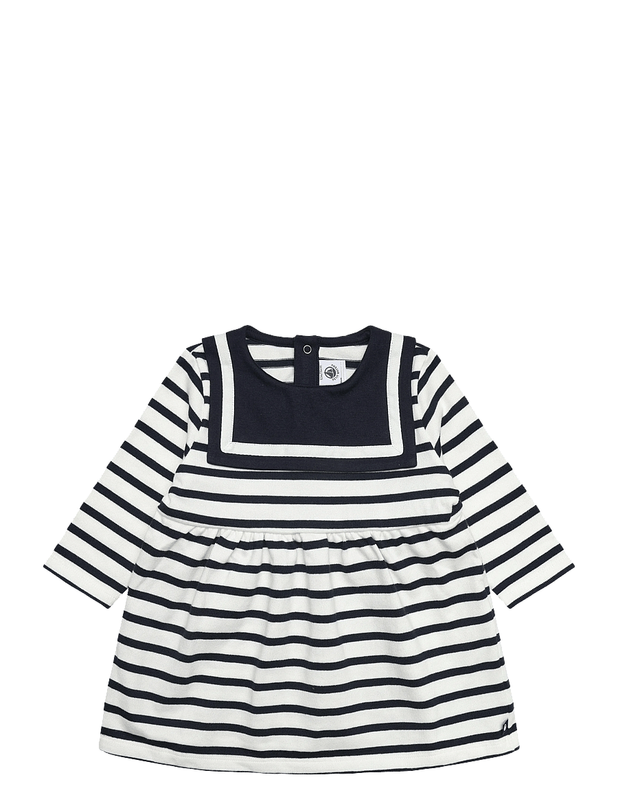 Petit Bateau - ROBES ML - pikkade varrukatega beebikleidid - marshmallow/smoking - 0