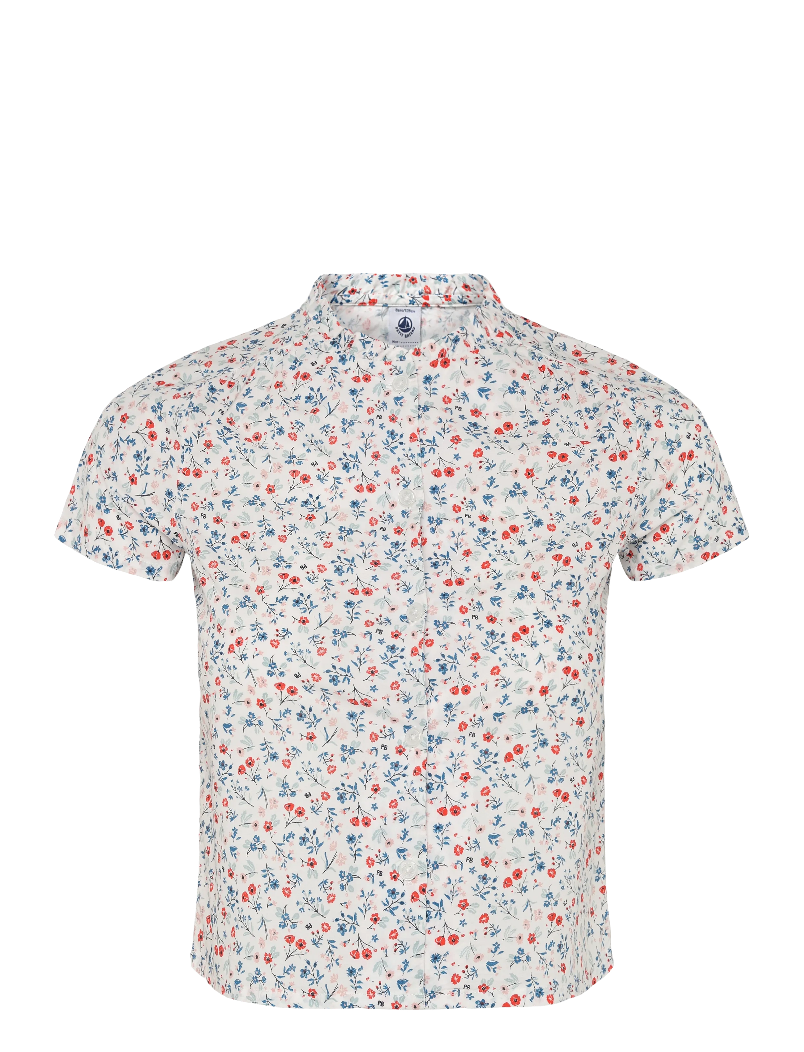 Petit Bateau Sf Blouses Mc, 128, Cream, Skjorter > Kortærmede Shirts, Børn