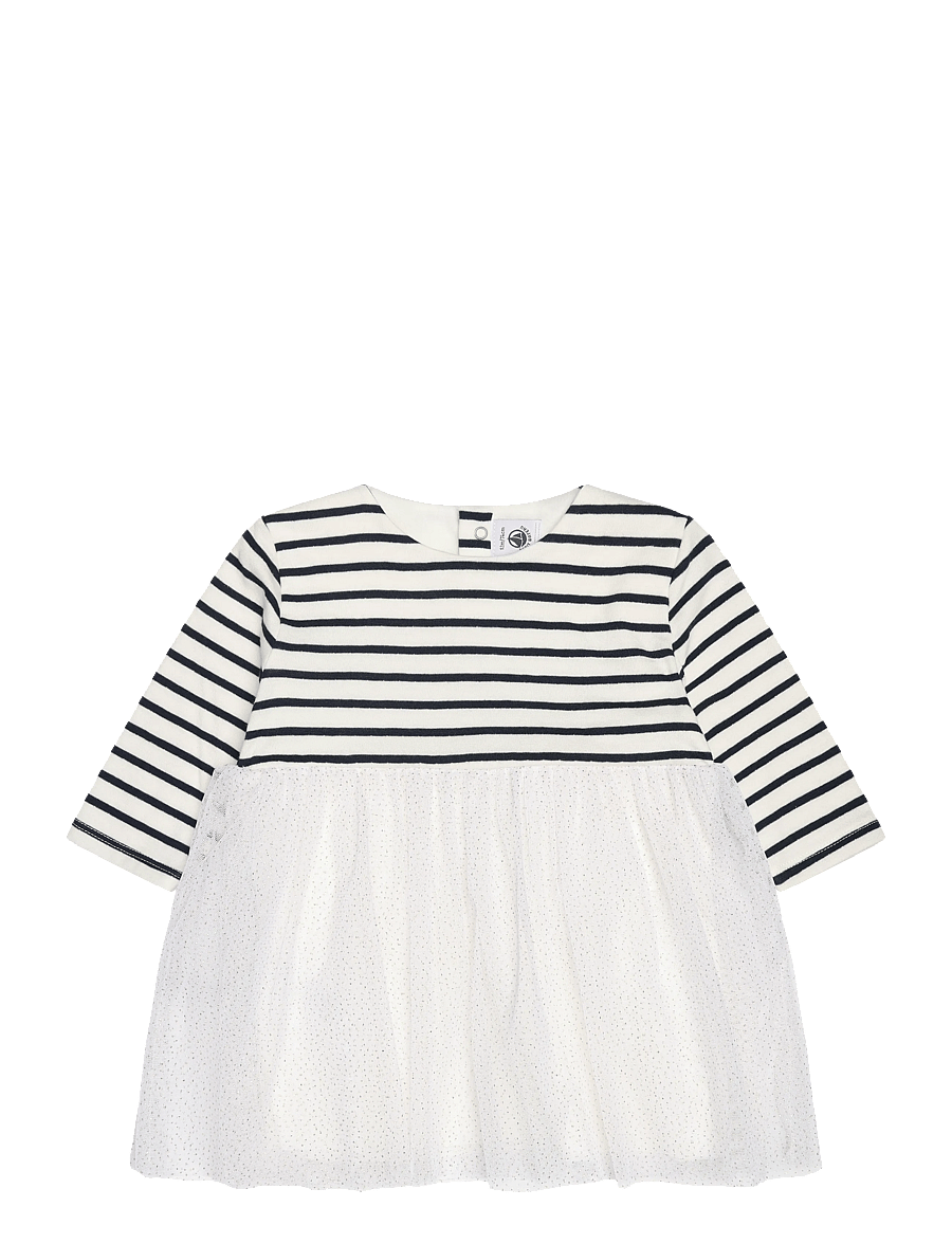Petit Bateau - ROBES ML - langærmede babykjoler - marshmallow/multico - 0