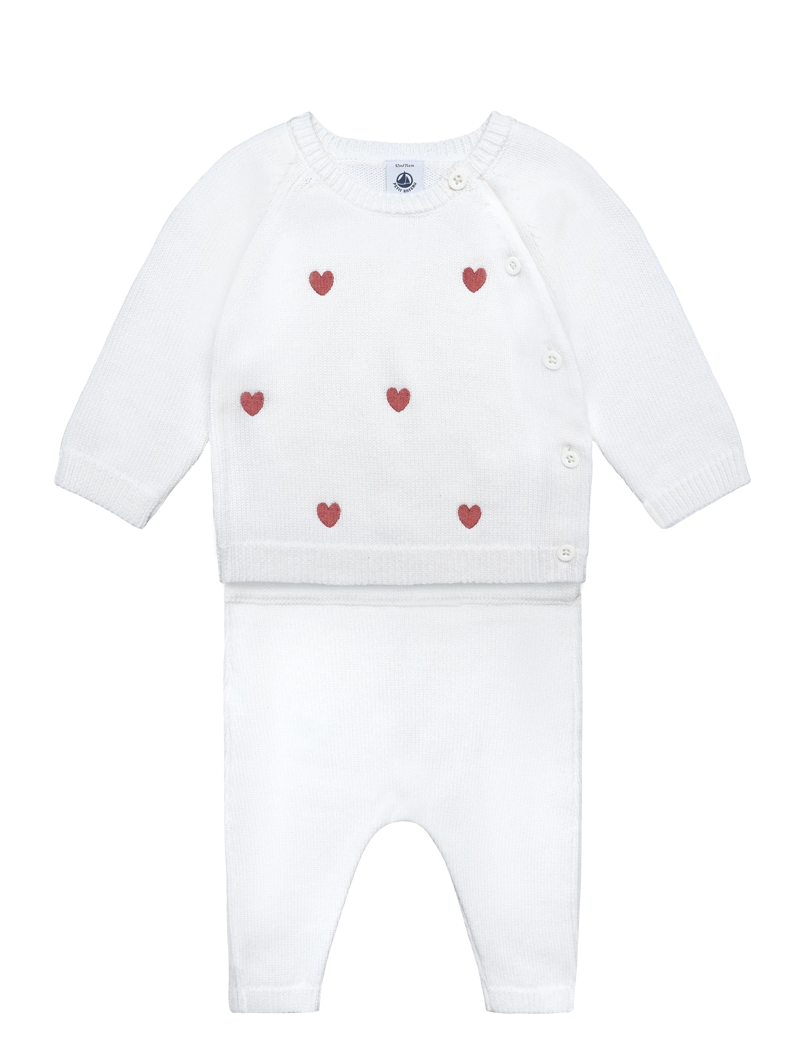 Petit Bateau Ensemble Long, 74, Sets, Weiß - Sets With Long-sleeved T-shirt, Kinder