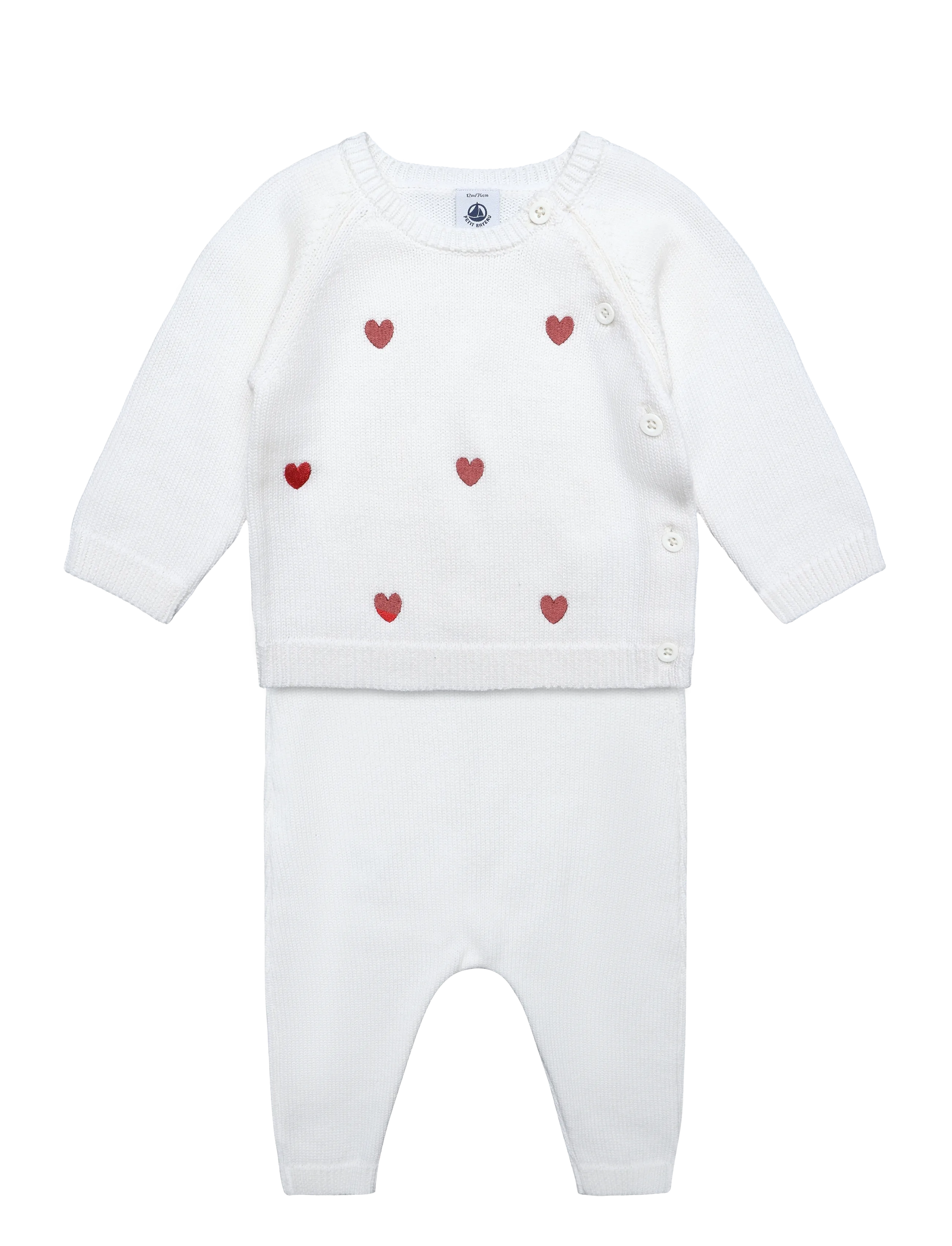 Petit Bateau ENSEMBLE LONG - Sets with long-sleeved t-shirt - MARSHMALLOW/POMPEI / white