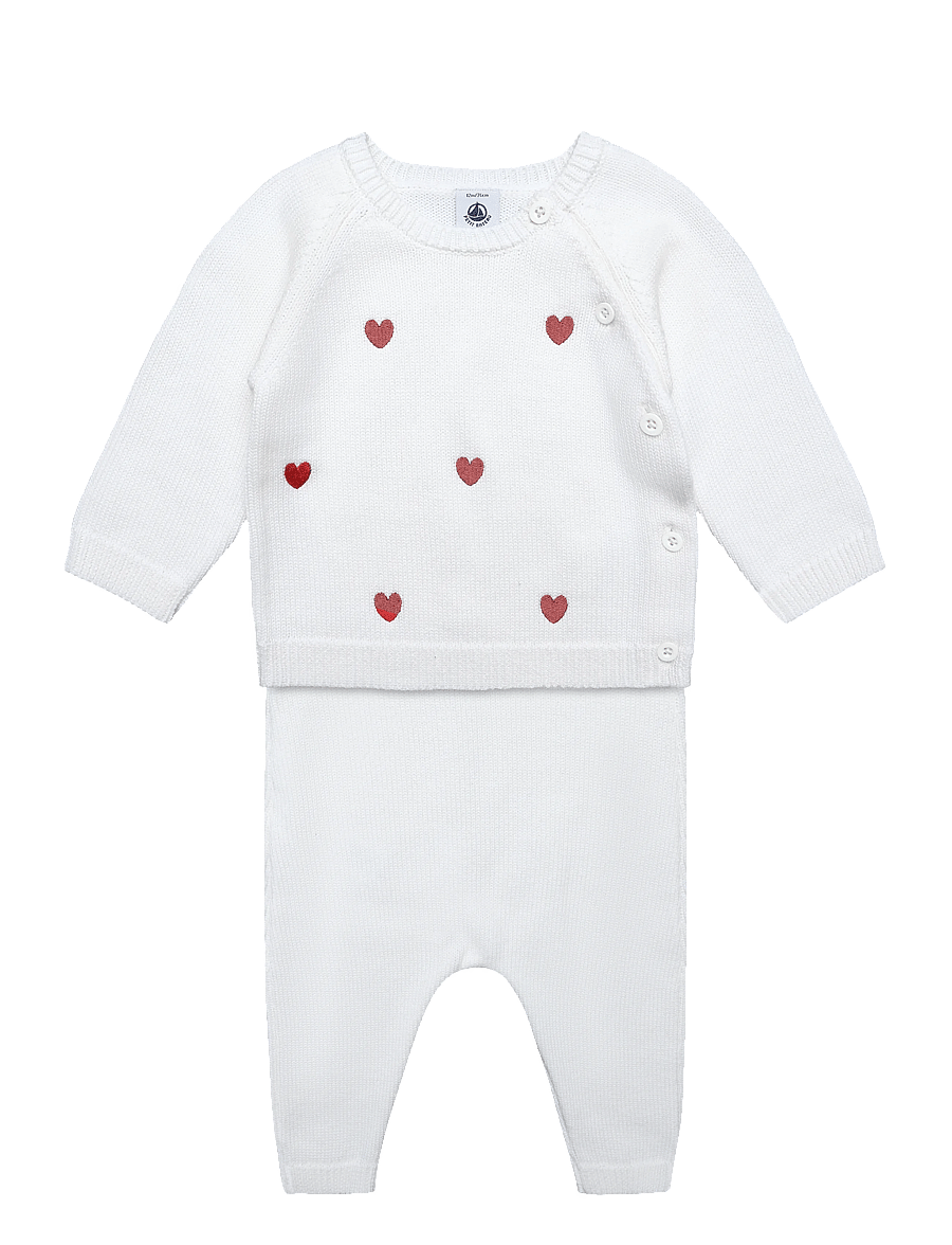 Petit Bateau - ENSEMBLE LONG - sets mit langärmeligem t-shirt - marshmallow/pompei - 0