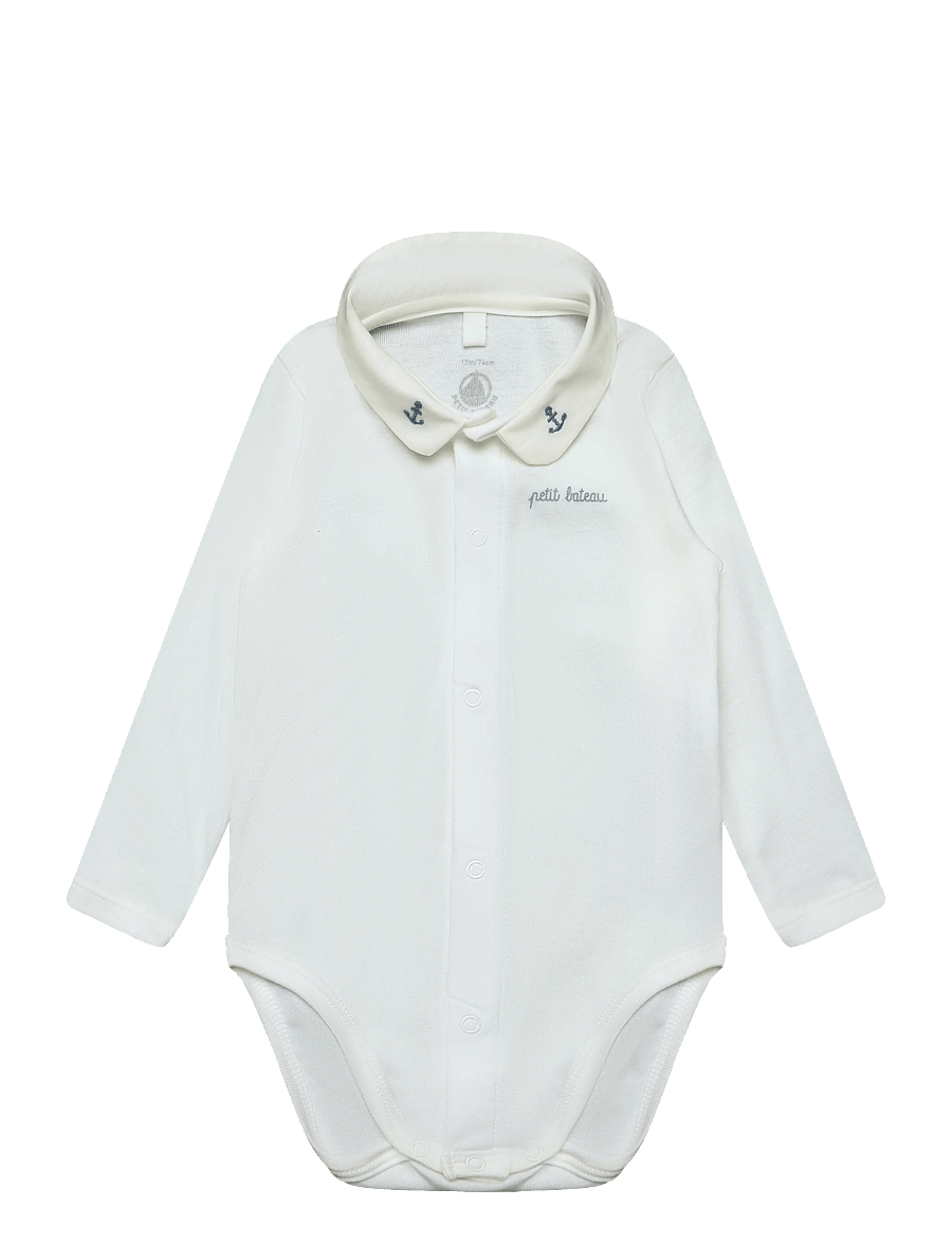 Petit Bateau - SF BODIES ACOL ML - langärmelige bodys - marshmallow/adriatic - 0
