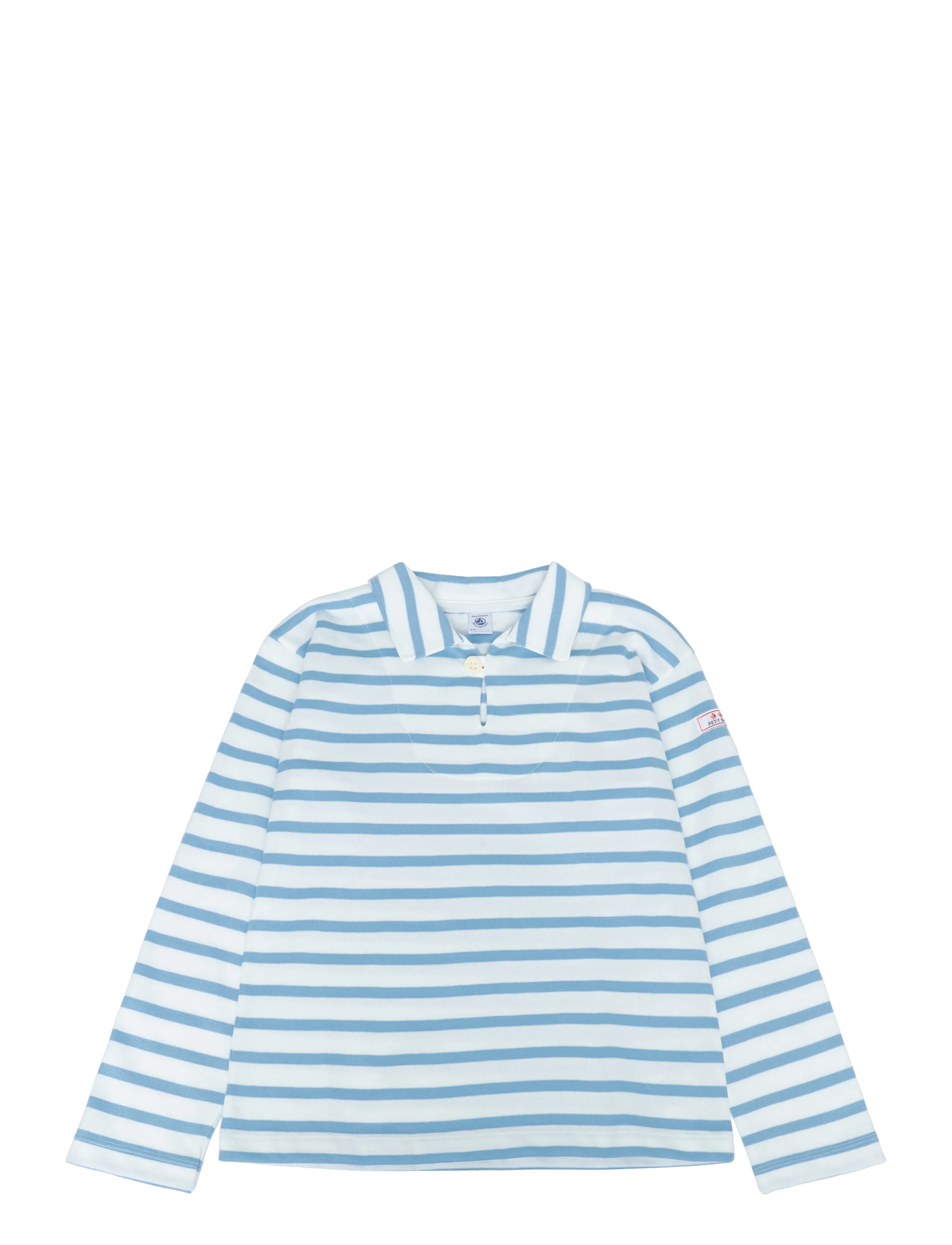 Petit Bateau Sf Marinieres, 140, White, Polo Skjorter > Langærmede Polo Shirts, Børn