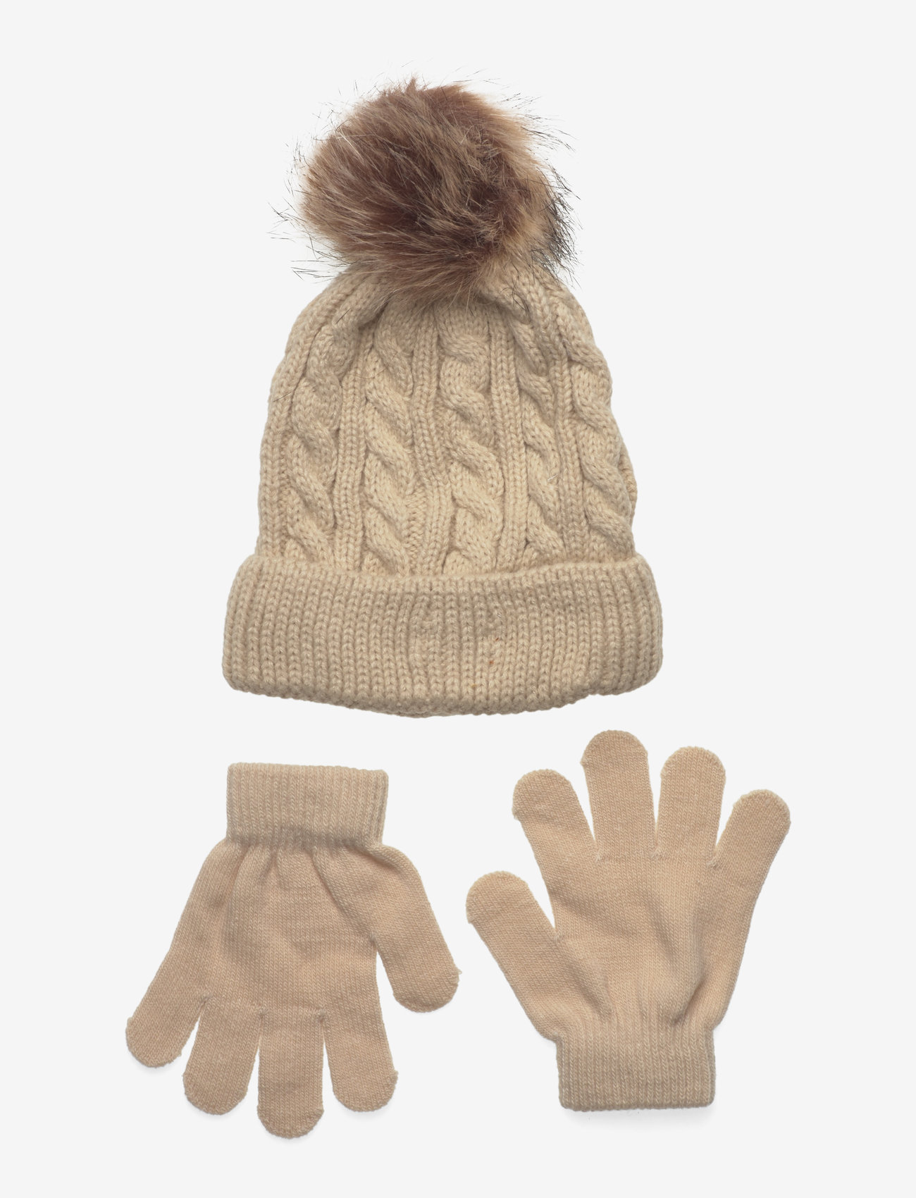 Sofie Schnoor Baby and Kids - Beanie and Gloves Set - vantar - brown melange - 0
