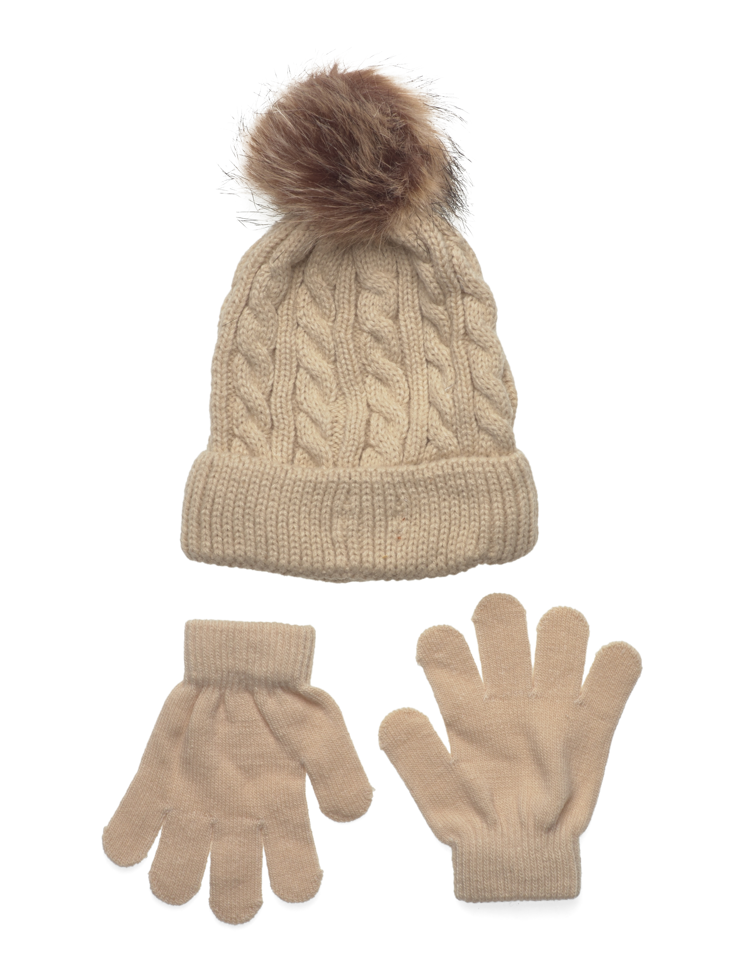 Sofie Schnoor Baby and Kids Beanie and Gloves Set - Accessoires - BROWN MELANGE / beige