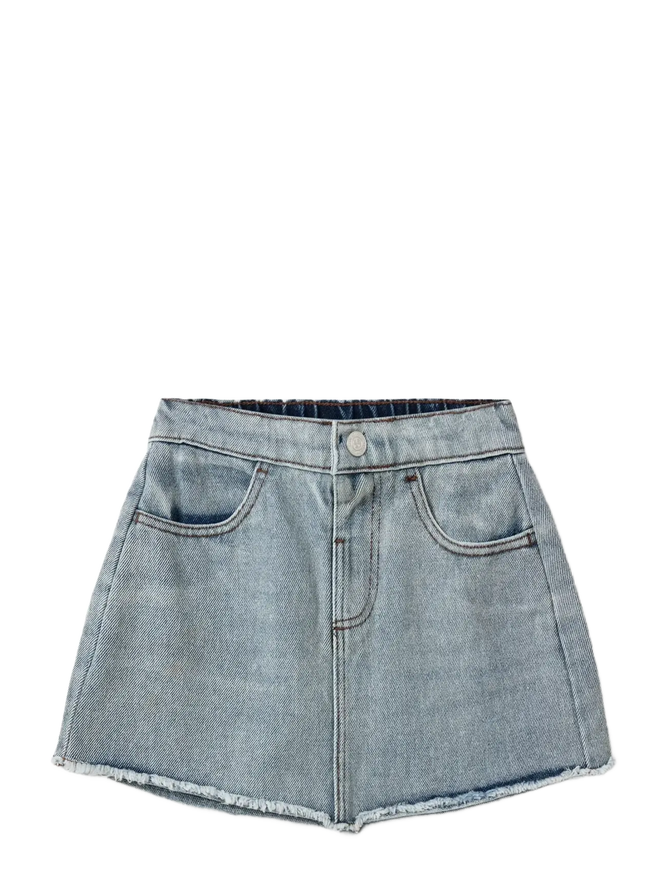 Sofie Schnoor Baby and Kids Trudykb Skirt, Børn, Kort Denimskirt med Rå Kant, Blå, Str: 104
