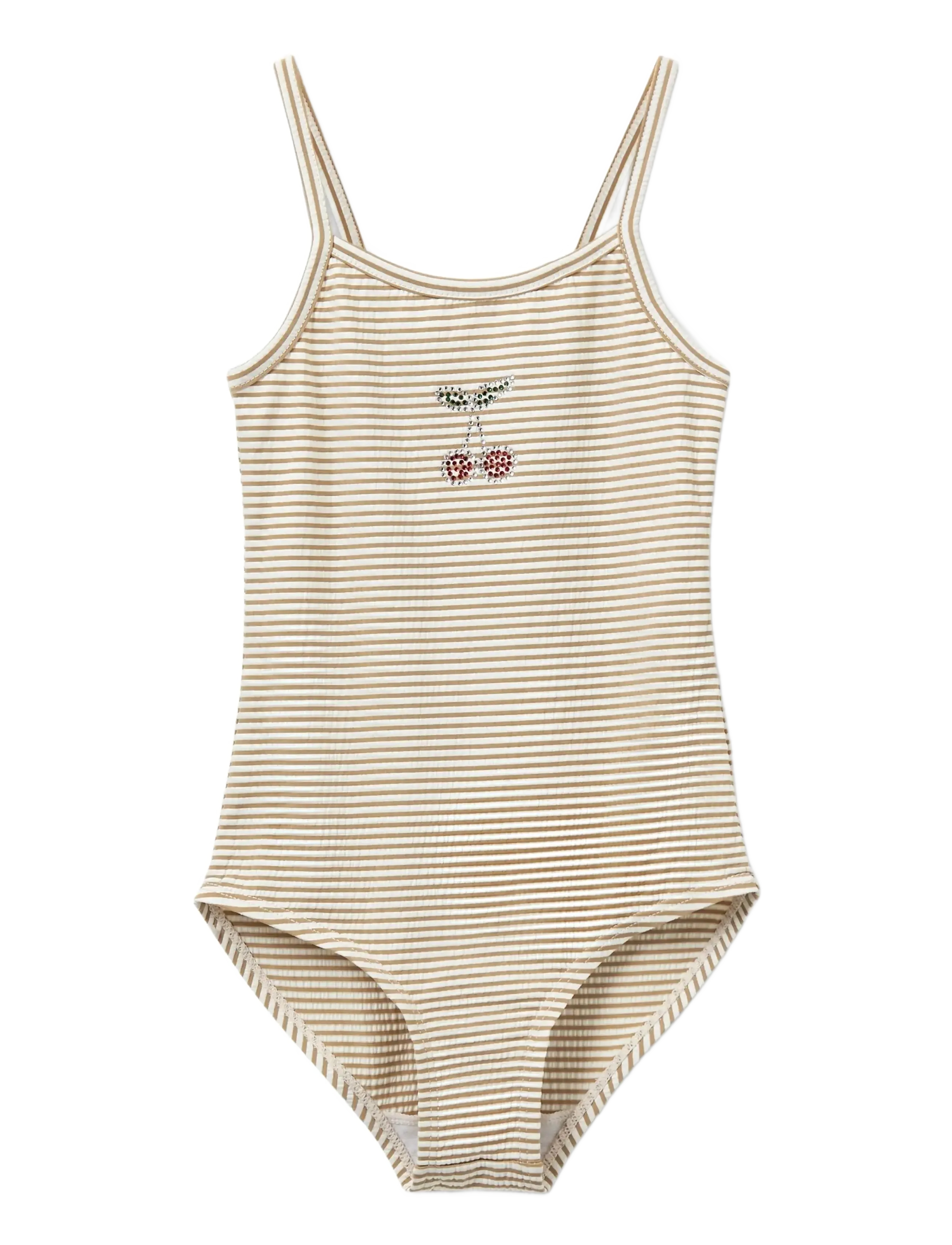 Sofie Schnoor Baby and Kids PollyKB Swimsuit - Petit by Sofie Schnoor - WARM STONE STRIPE / beige