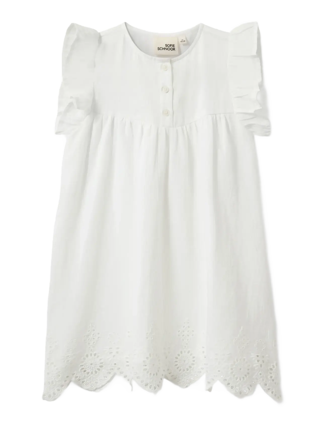Sofie Schnoor Baby and Kids Ivalokb Dress, 128, Casual Dresses, Weiß - Short-sleeved Kinder