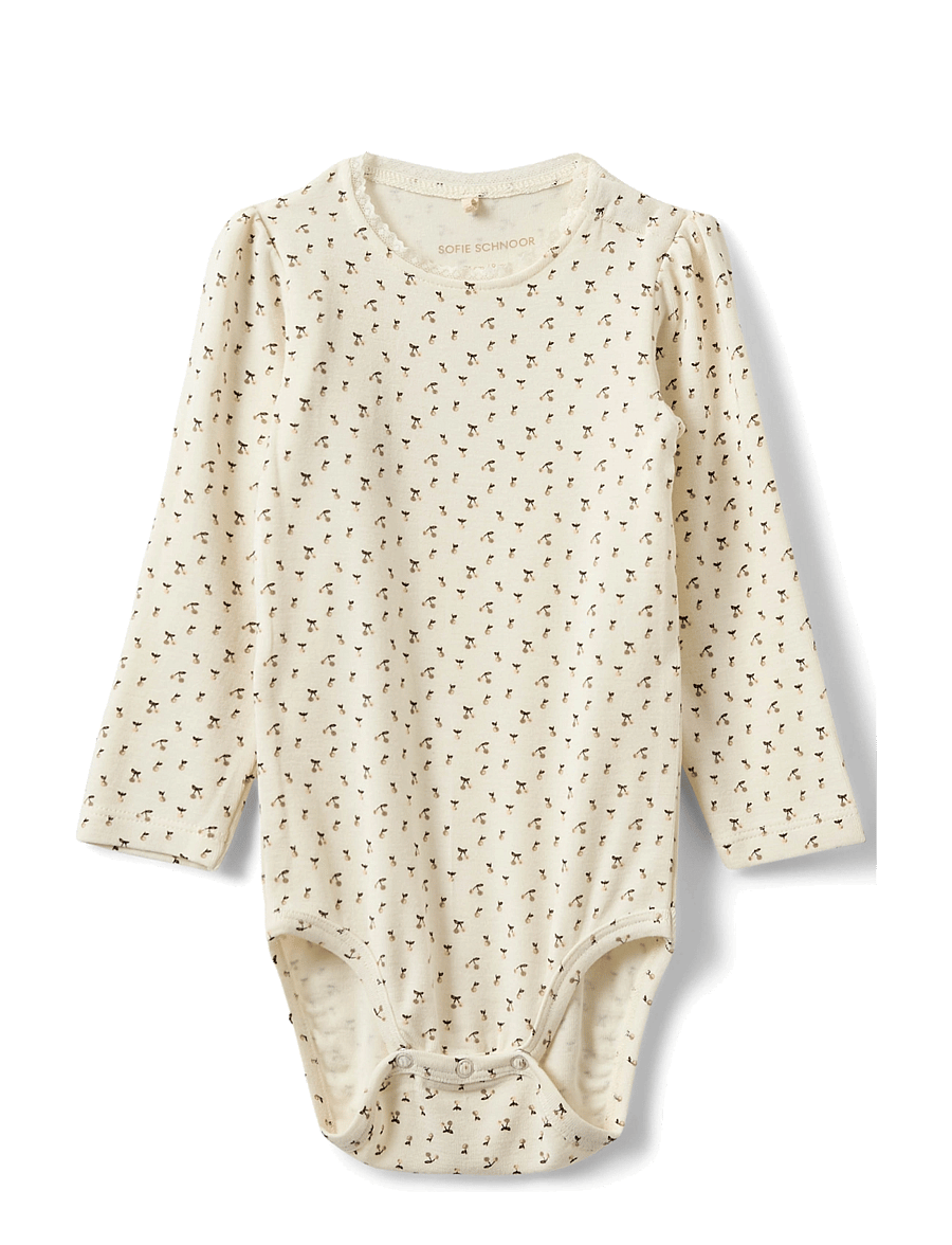 Sofie Schnoor Baby and Kids - DICTEKB BODYSTOCKING - långärmade bodies - off white aop cherry - 0