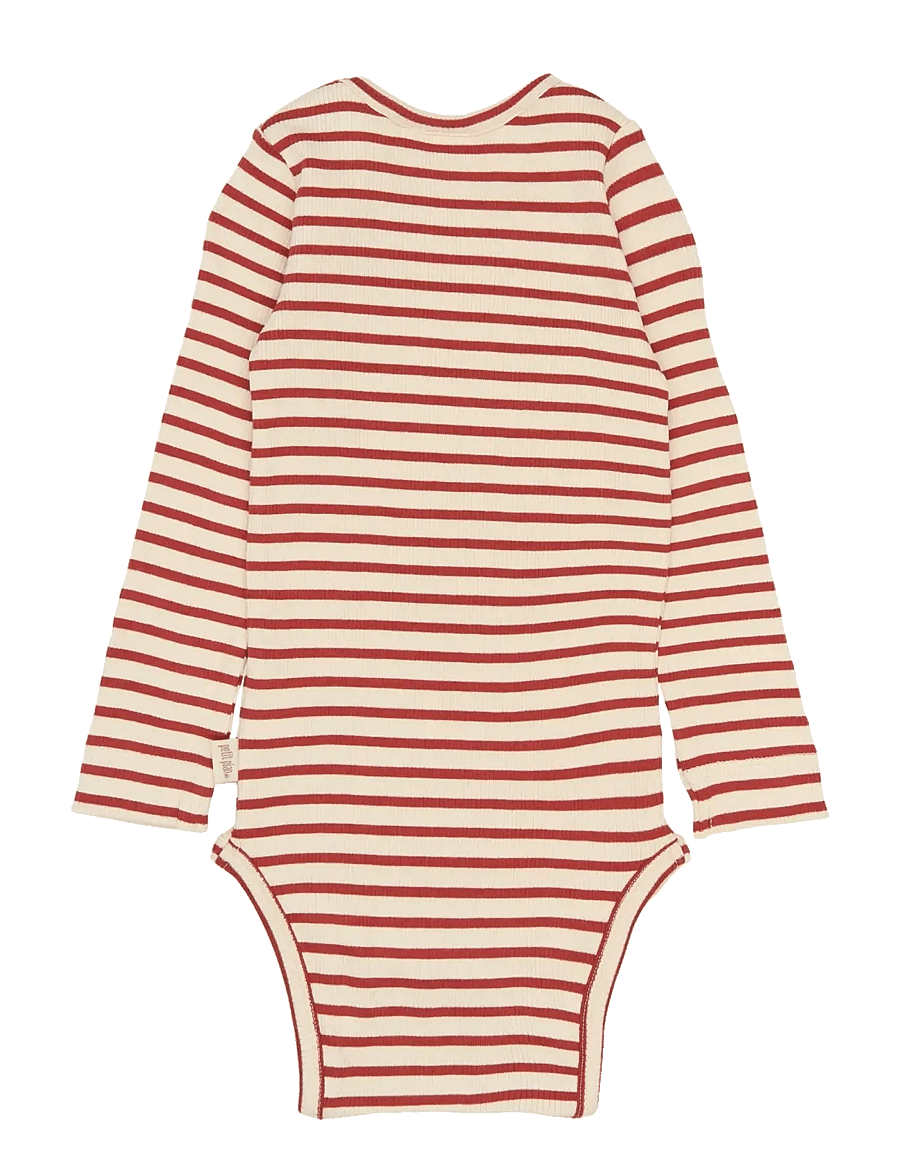 Petit Piao - PPSky L_S Body - långärmade bodies - cinnabar striped - 2