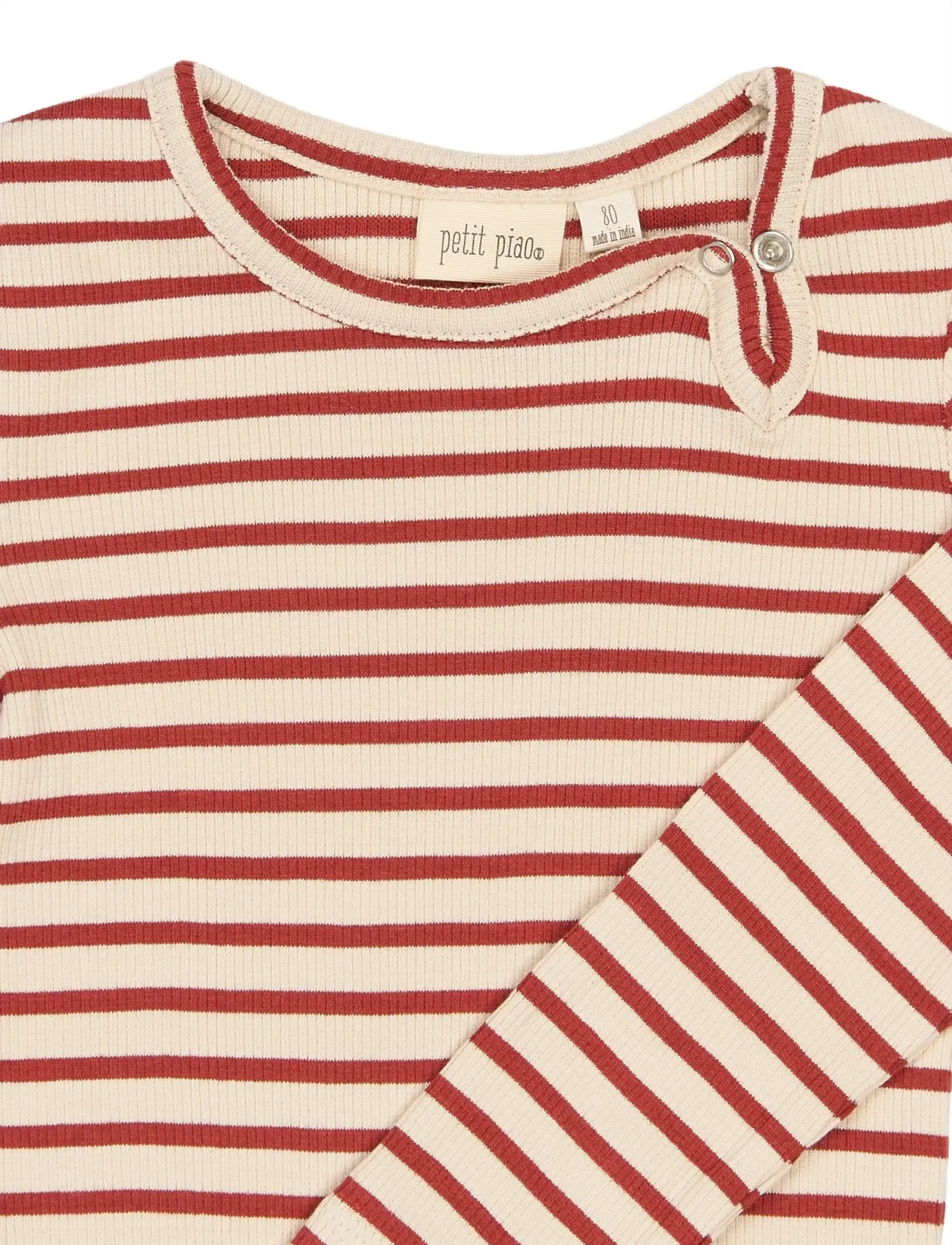 Petit Piao - PPSky L_S Body - långärmade bodies - cinnabar striped - 4