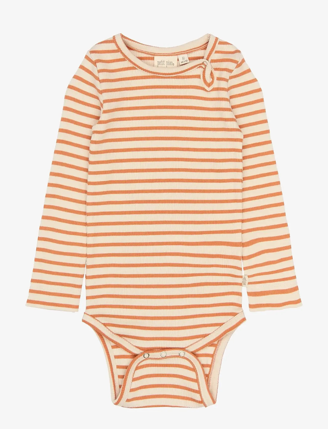 Petit Piao - PPSky L_S Body - långärmade bodies - coral gold striped - 1