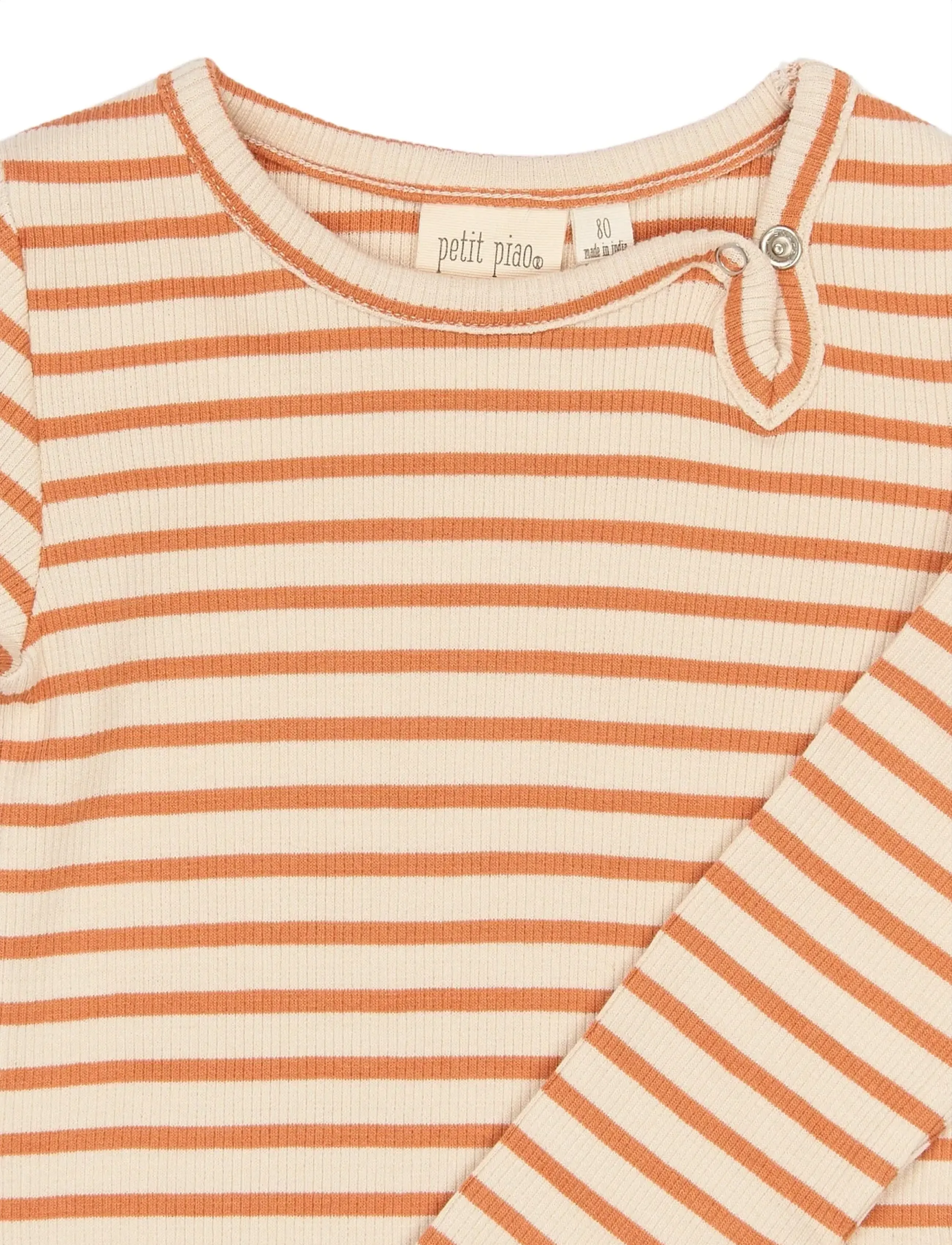 Petit Piao - PPSky L_S Body - long-sleeved bodies - coral gold striped - 4