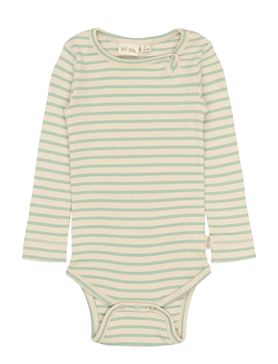 Petit Piao - PPSky L_S Body - langermede bodyer - frosty green striped - 0